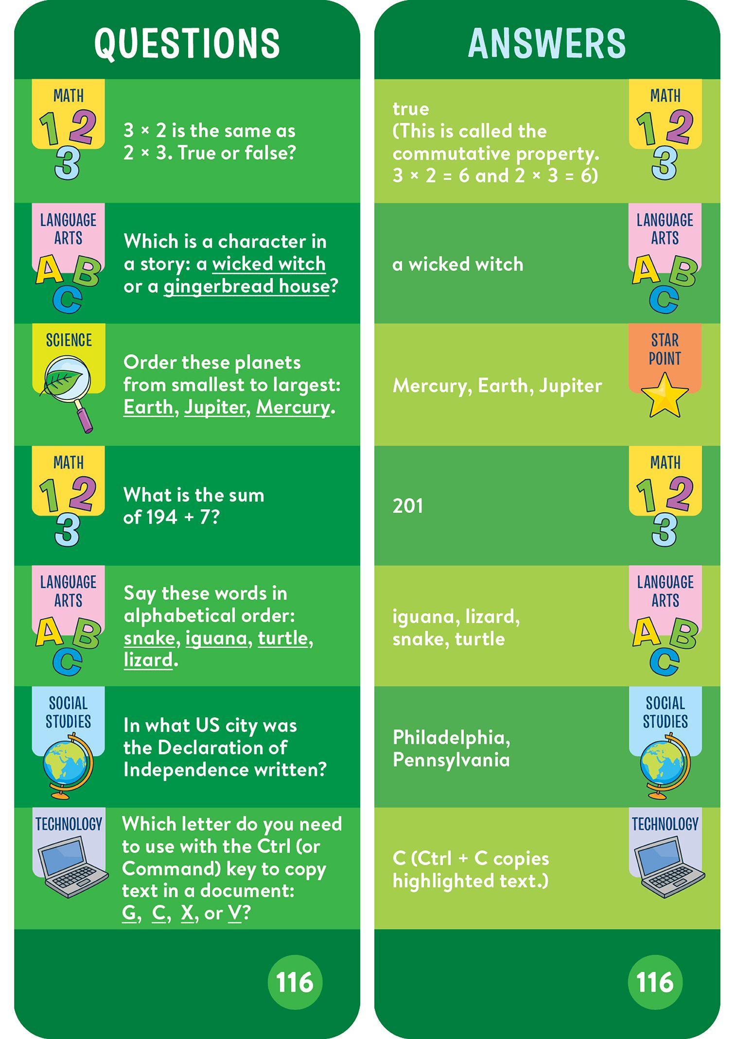 Beispielinhalt (Bild) Brain Quest 3rd Grade Smart Cards Revised 5th Edition
