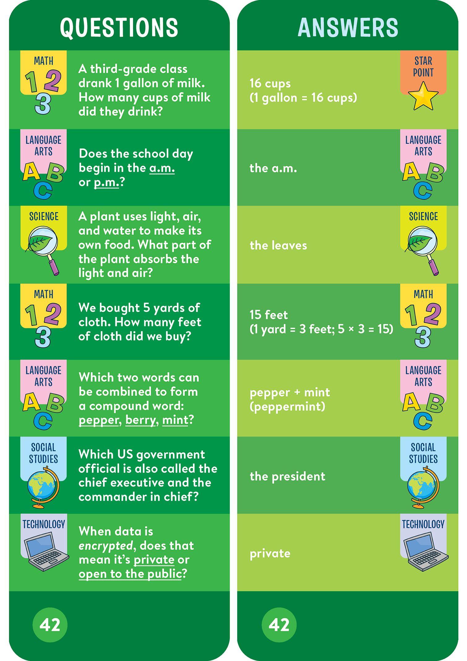 Beispielinhalt (Bild) Brain Quest 3rd Grade Smart Cards Revised 5th Edition