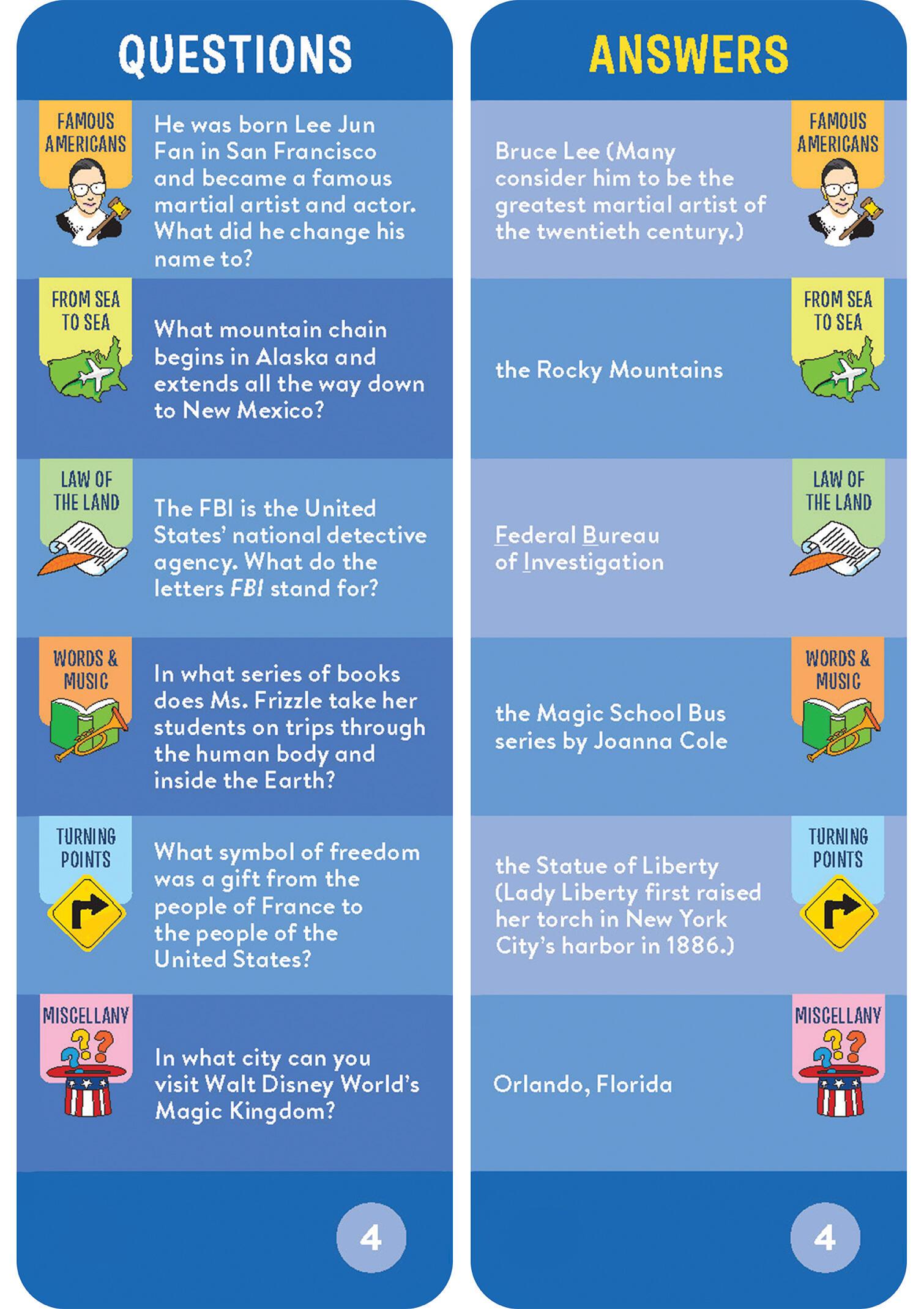 Beispielinhalt (Bild) Brain Quest America Smart Cards Revised 4th Edition