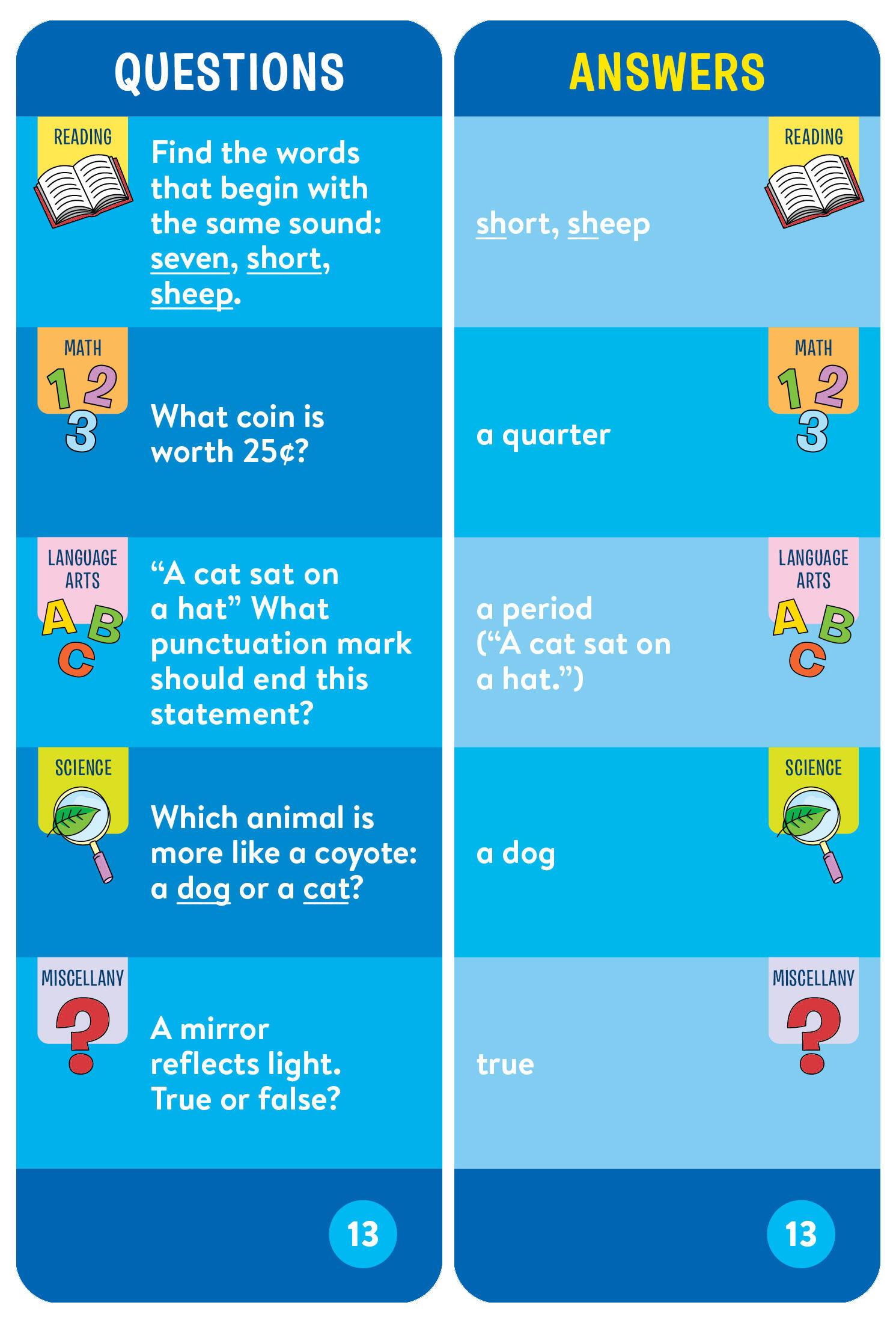 Beispielinhalt (Bild) Brain Quest 1st Grade Smart Cards Revised 5th Edition