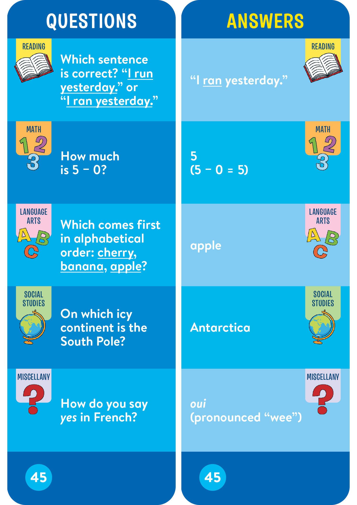 Beispielinhalt (Bild) Brain Quest 1st Grade Smart Cards Revised 5th Edition