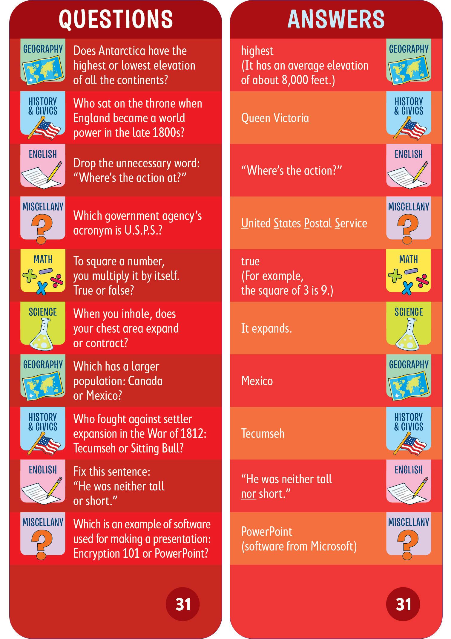 Beispielinhalt (Bild) Brain Quest 6th Grade Smart Cards Revised 4th Edition