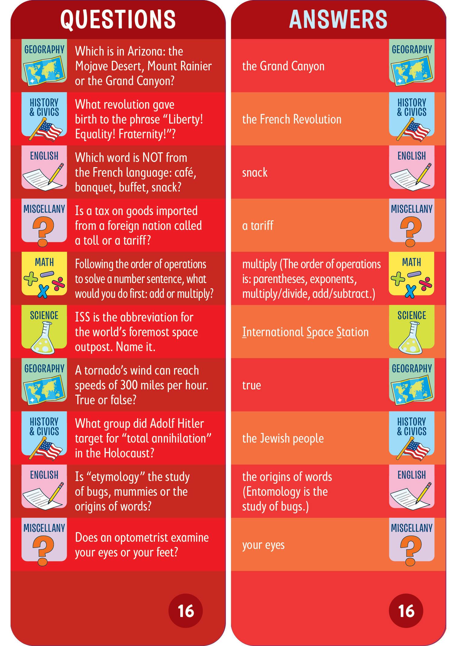 Beispielinhalt (Bild) Brain Quest 6th Grade Smart Cards Revised 4th Edition
