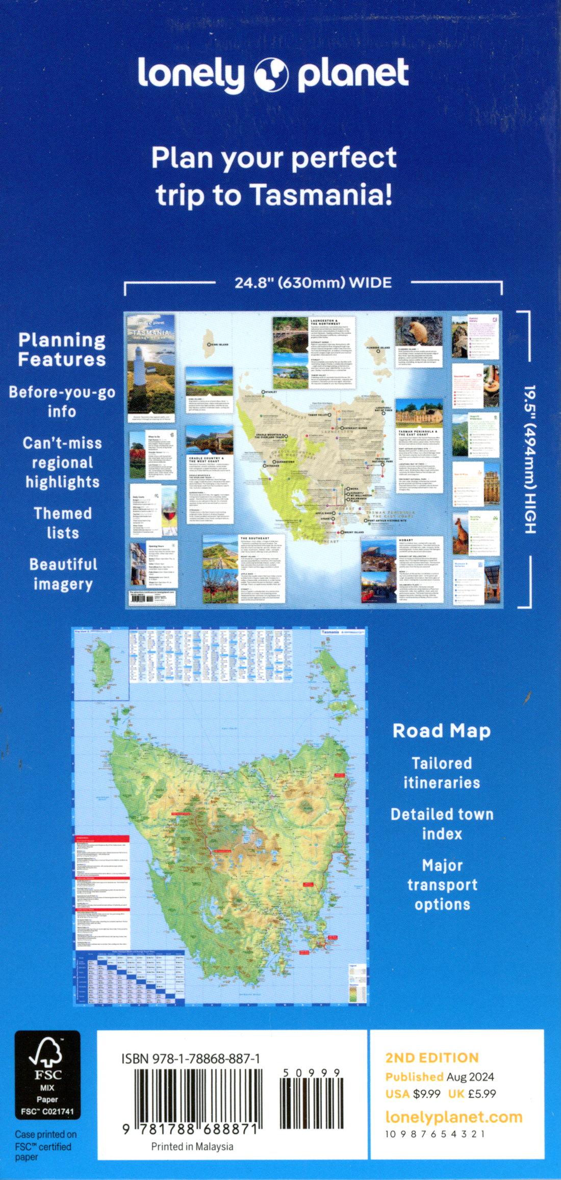 Beispielinhalt (Bild) Lonely Planet Tasmania Planning Map