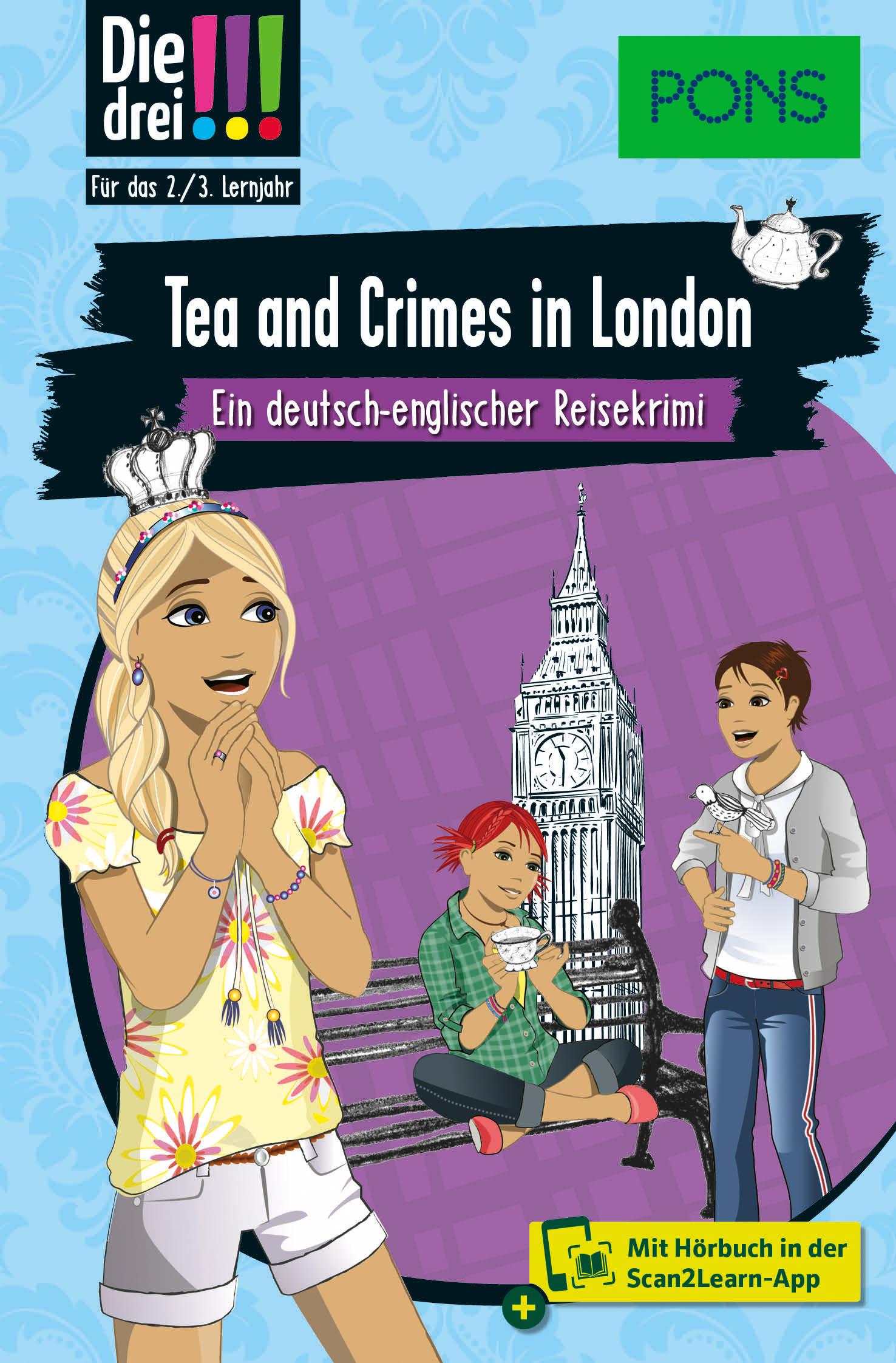 Vorderes Coverbild PONS Die Drei !!! - Tea and Crimes in London
