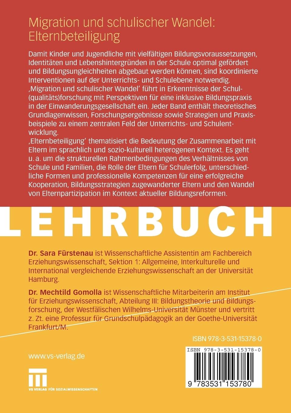 Rückseitencover Migration und schulischer Wandel: Elternbeteiligung