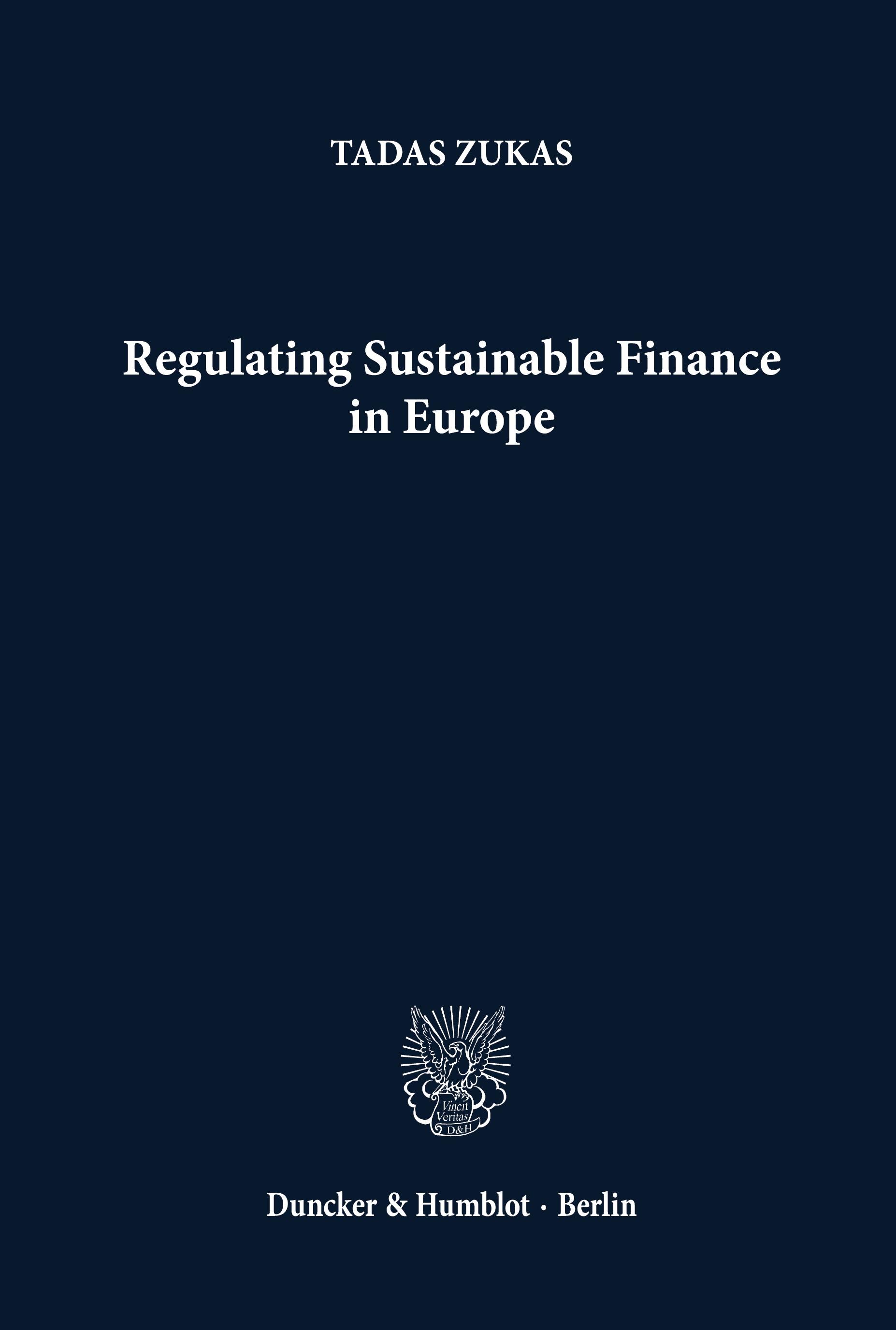 Vorderes Coverbild Regulating Sustainable Finance in Europe.