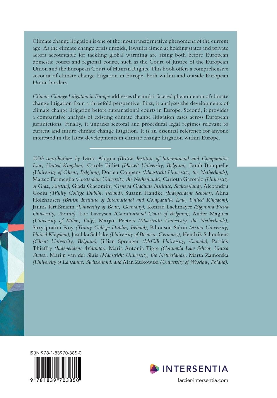 Rückseitencover Climate Change Litigation in Europe