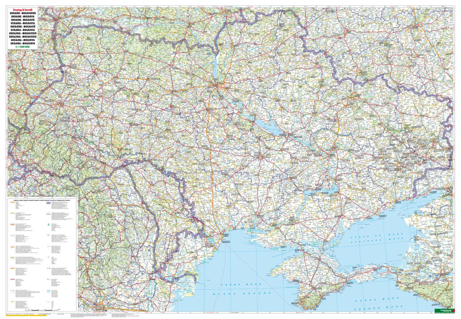 Beispielinhalt (Bild) Ukraine - Moldawien, Straßenkarte 1:1.000.000, freytag & berndt