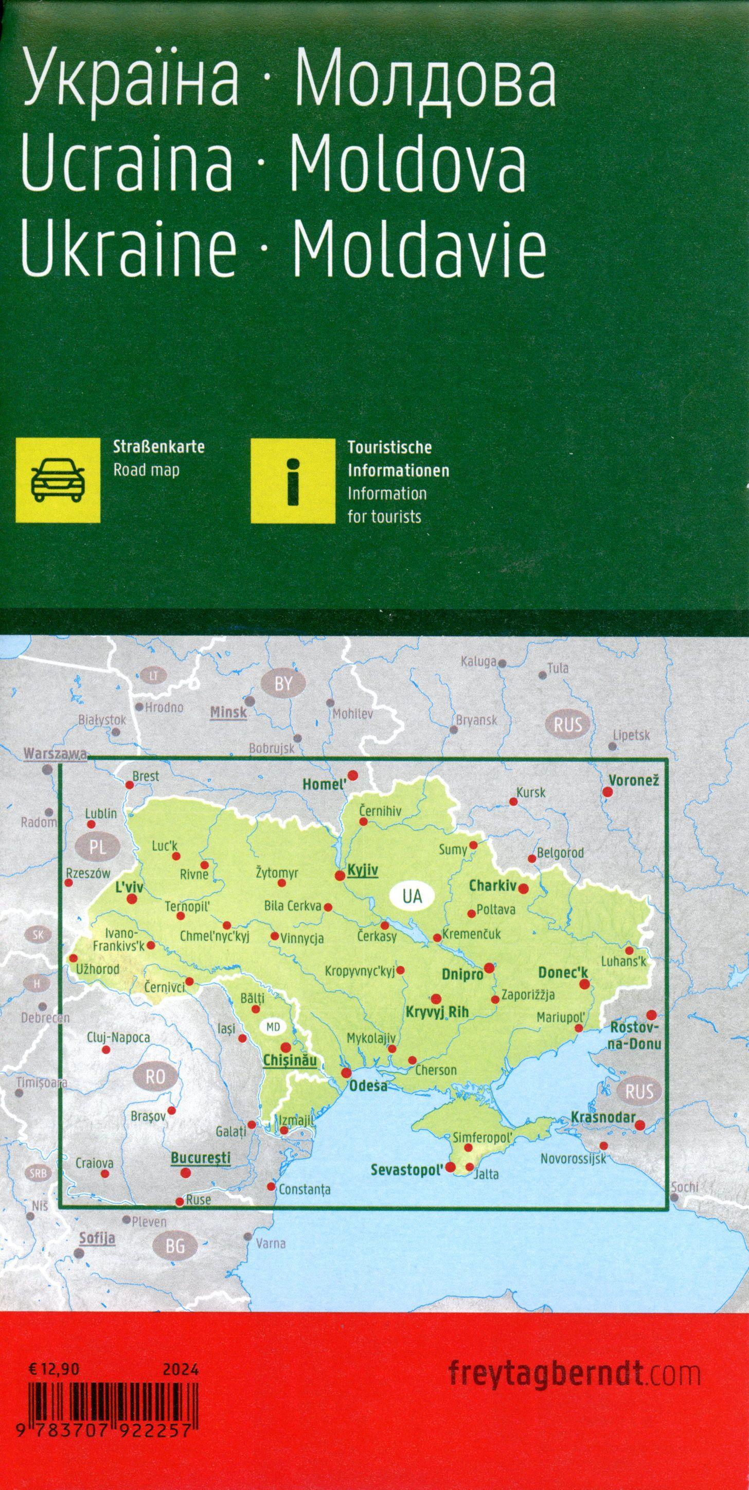 Beispielinhalt (Bild) Ukraine - Moldawien, Straßenkarte 1:1.000.000, freytag & berndt