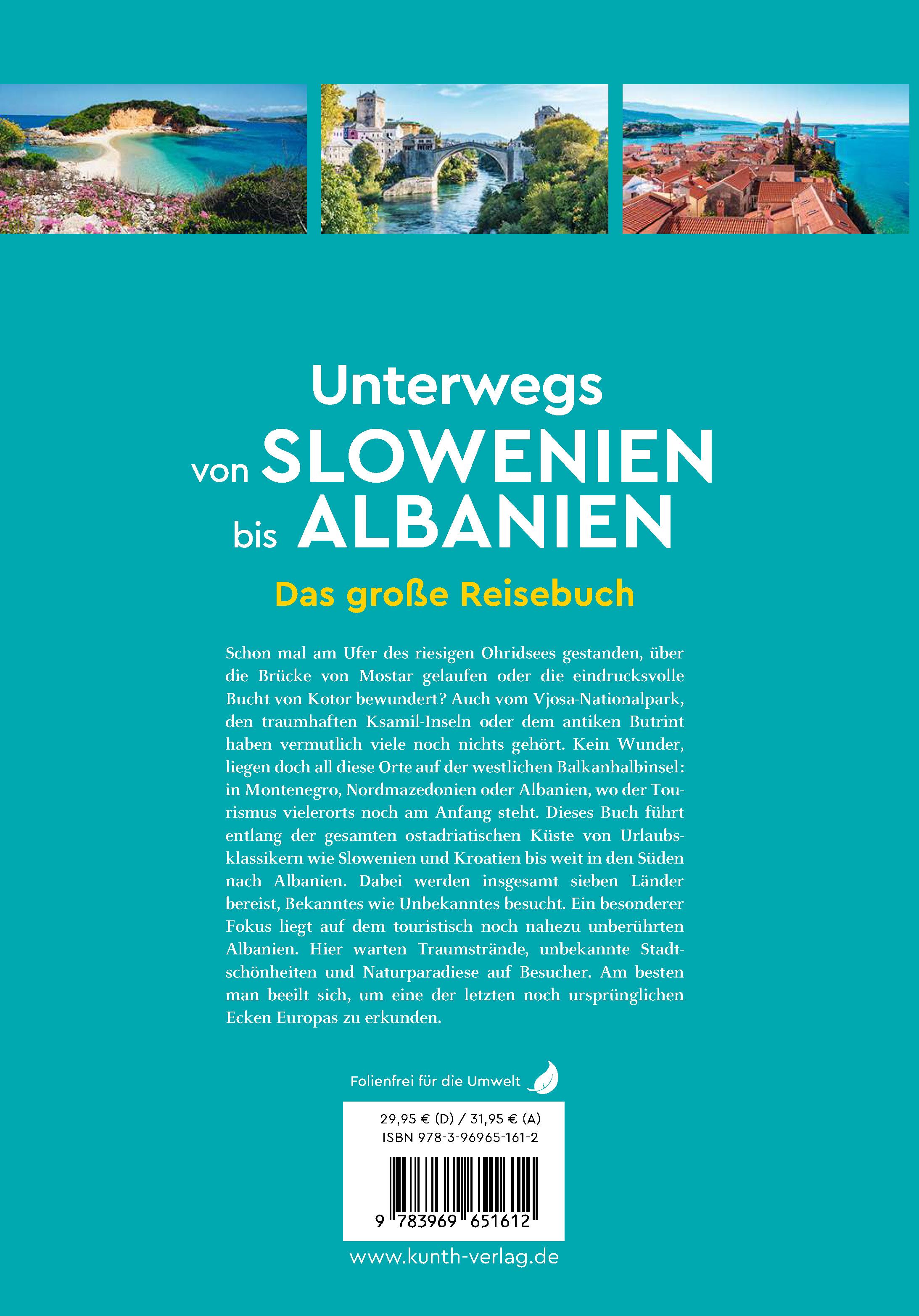 Rückseitencover KUNTH Unterwegs von Slowenien bis Albanien