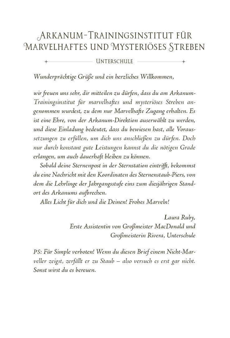 Beispielinhalt (Bild) Die Marveller - Magie aus Licht und Dunkelheit - Das gefährliche erste Jahr