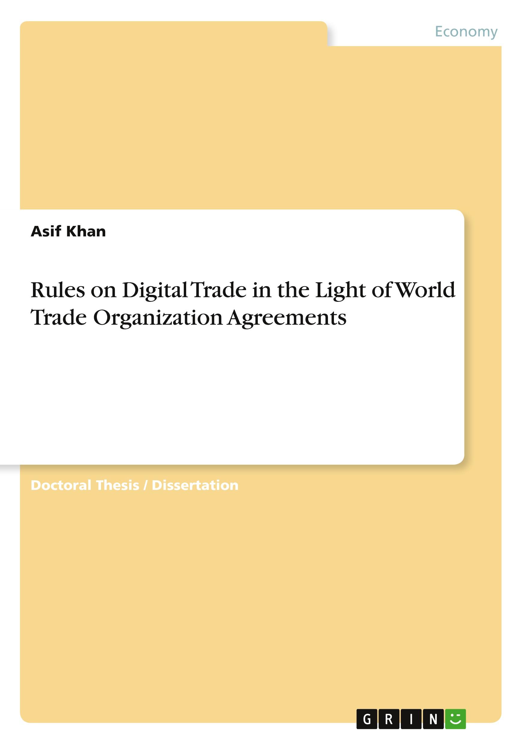 Vorderes Coverbild Rules on Digital Trade in the Light of World Trade Organization Agreements