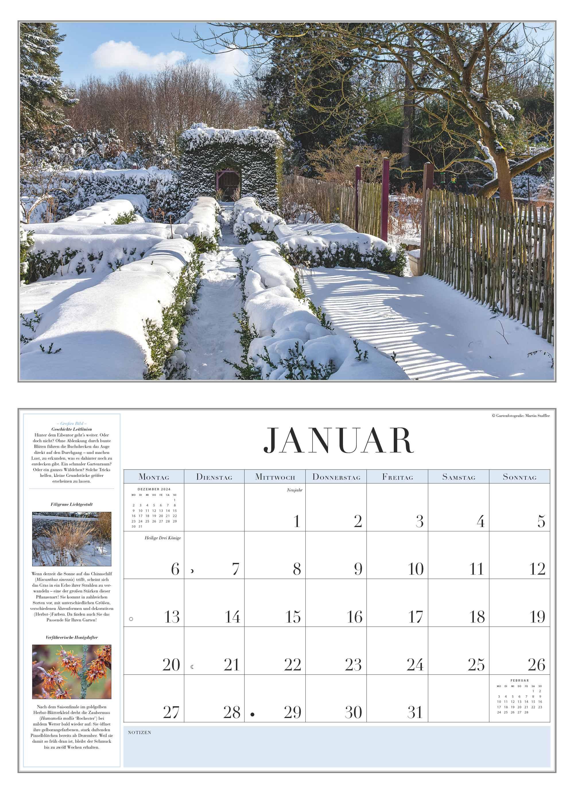 Beispielinhalt (Bild) Garten-Kalender 2025 - Broschürenkalender - mit informativen Texten - mit Jahresplaner - Format 42 x 29 cm