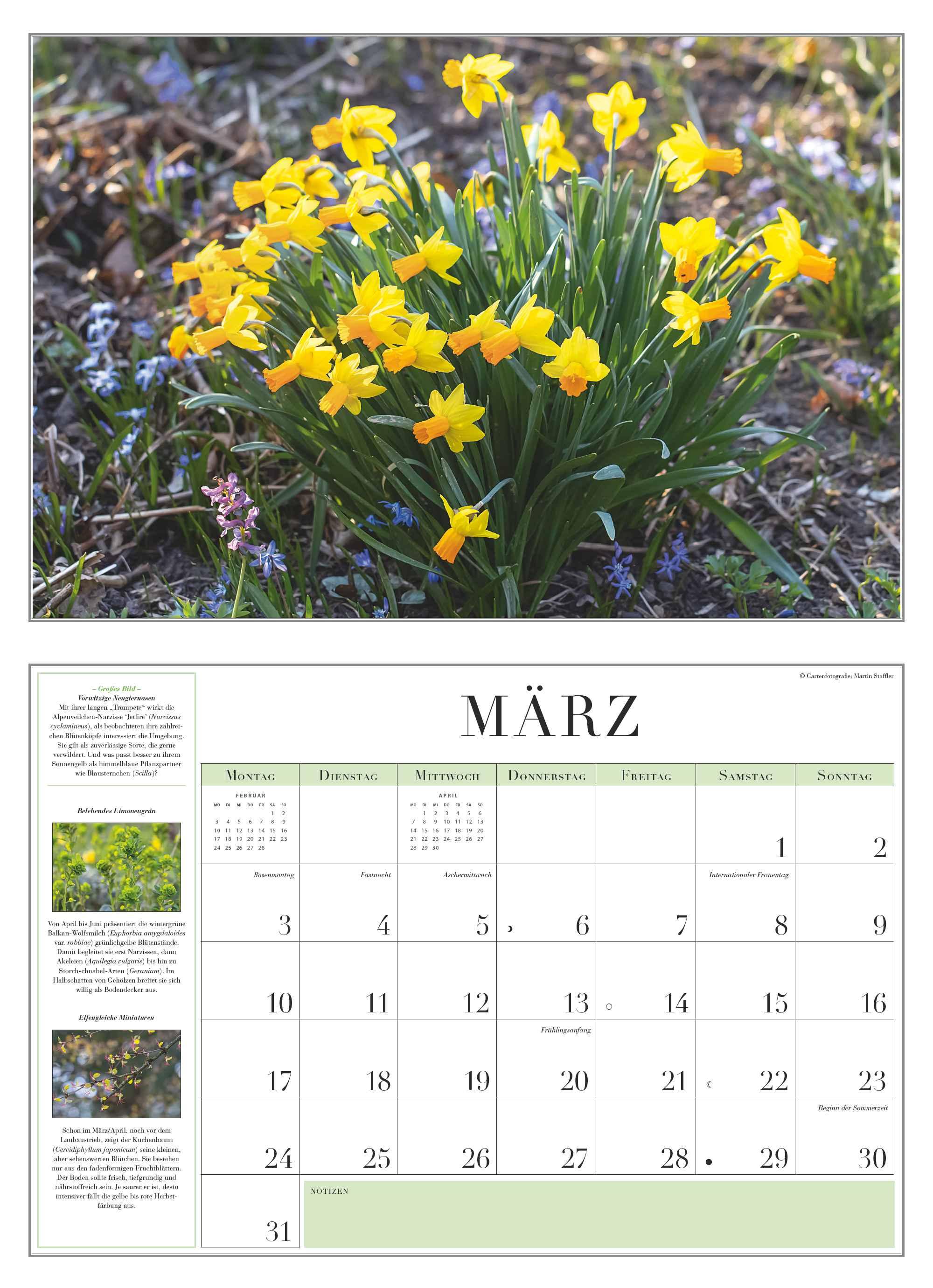 Beispielinhalt (Bild) Garten-Kalender 2025 - Broschürenkalender - mit informativen Texten - mit Jahresplaner - Format 42 x 29 cm