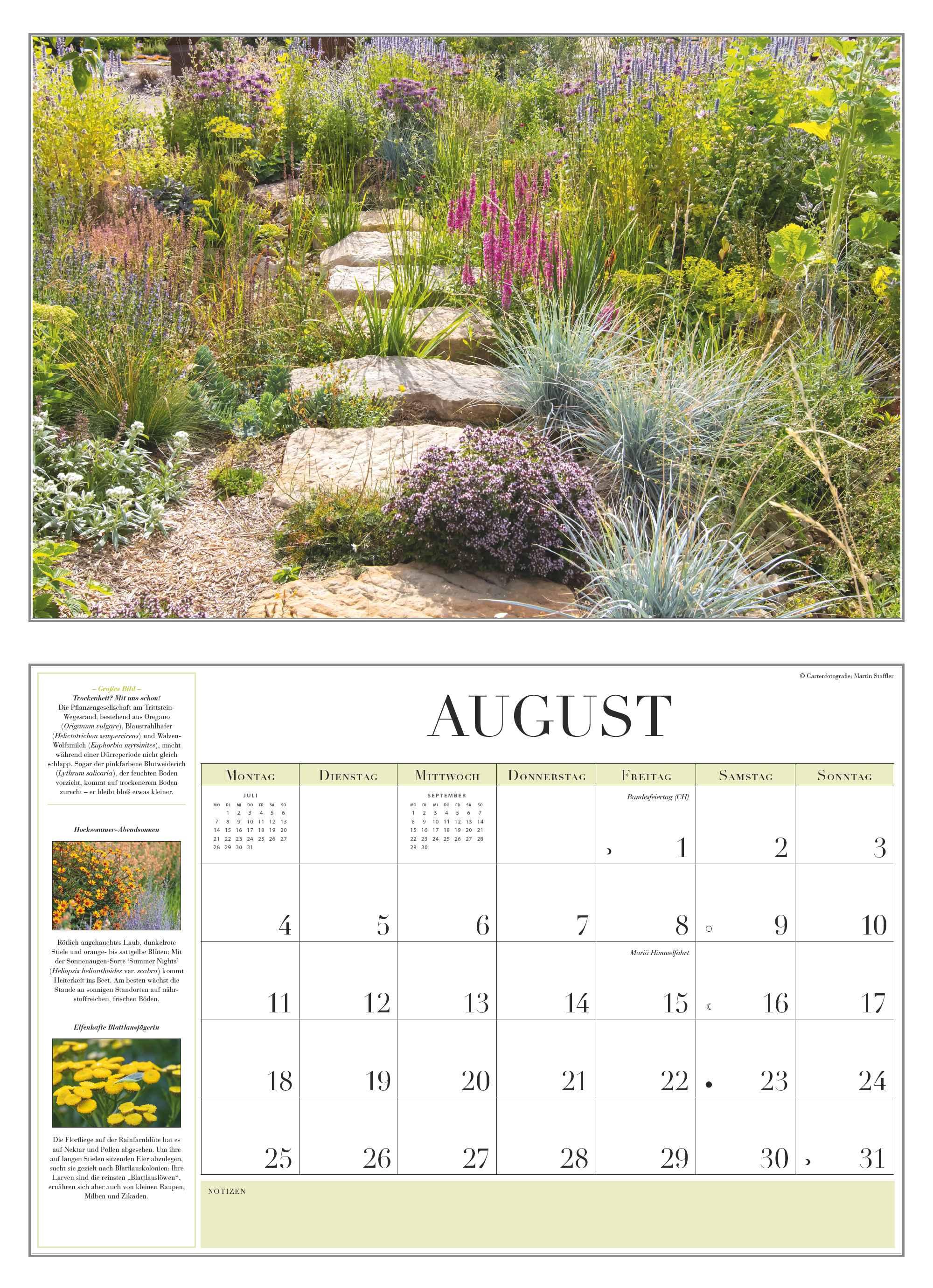 Beispielinhalt (Bild) Garten-Kalender 2025 - Broschürenkalender - mit informativen Texten - mit Jahresplaner - Format 42 x 29 cm