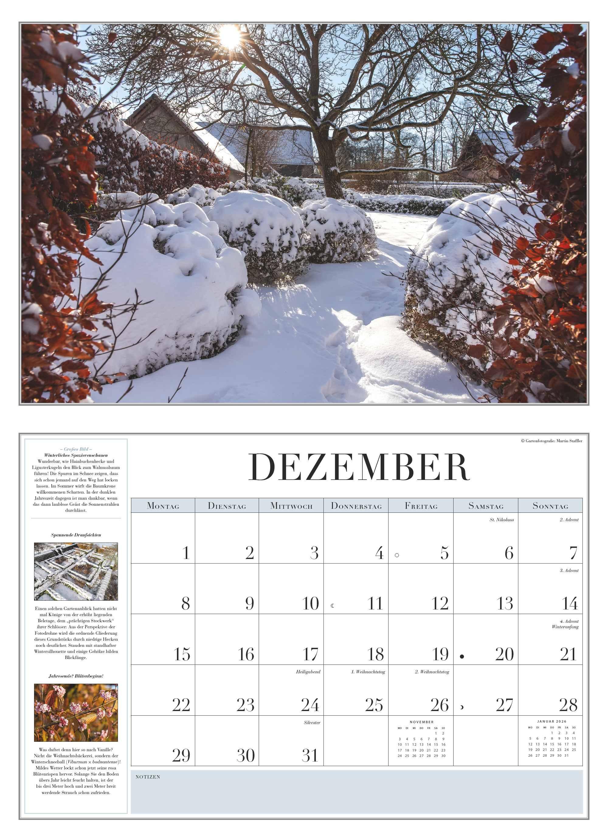 Beispielinhalt (Bild) Garten-Kalender 2025 - Broschürenkalender - mit informativen Texten - mit Jahresplaner - Format 42 x 29 cm