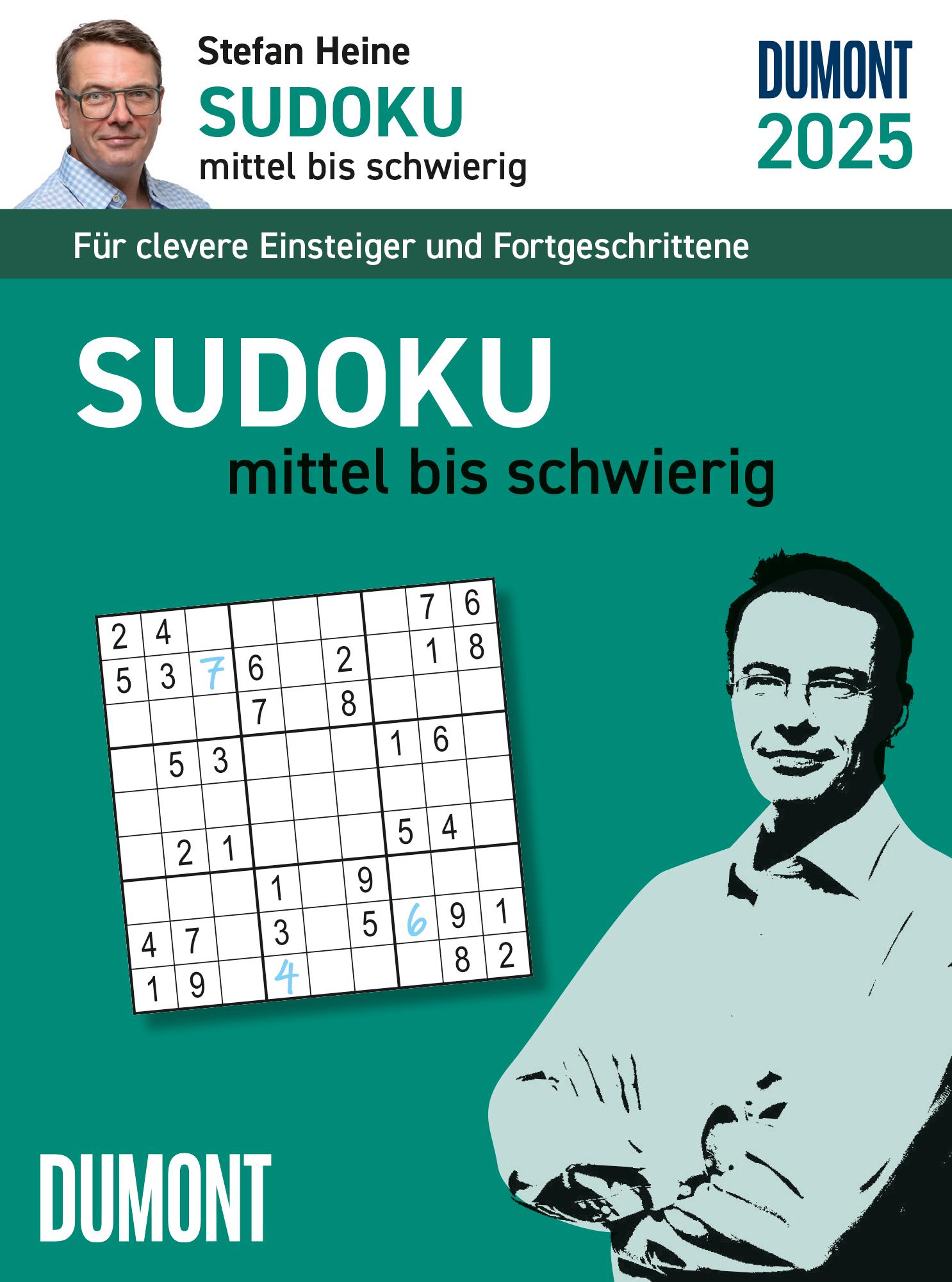Vorderes Coverbild Stefan Heine Sudoku mittel bis schwierig 2025 - Tagesabreißkalender -11,8x15,9 - Rätselkalender - Knobelkalender