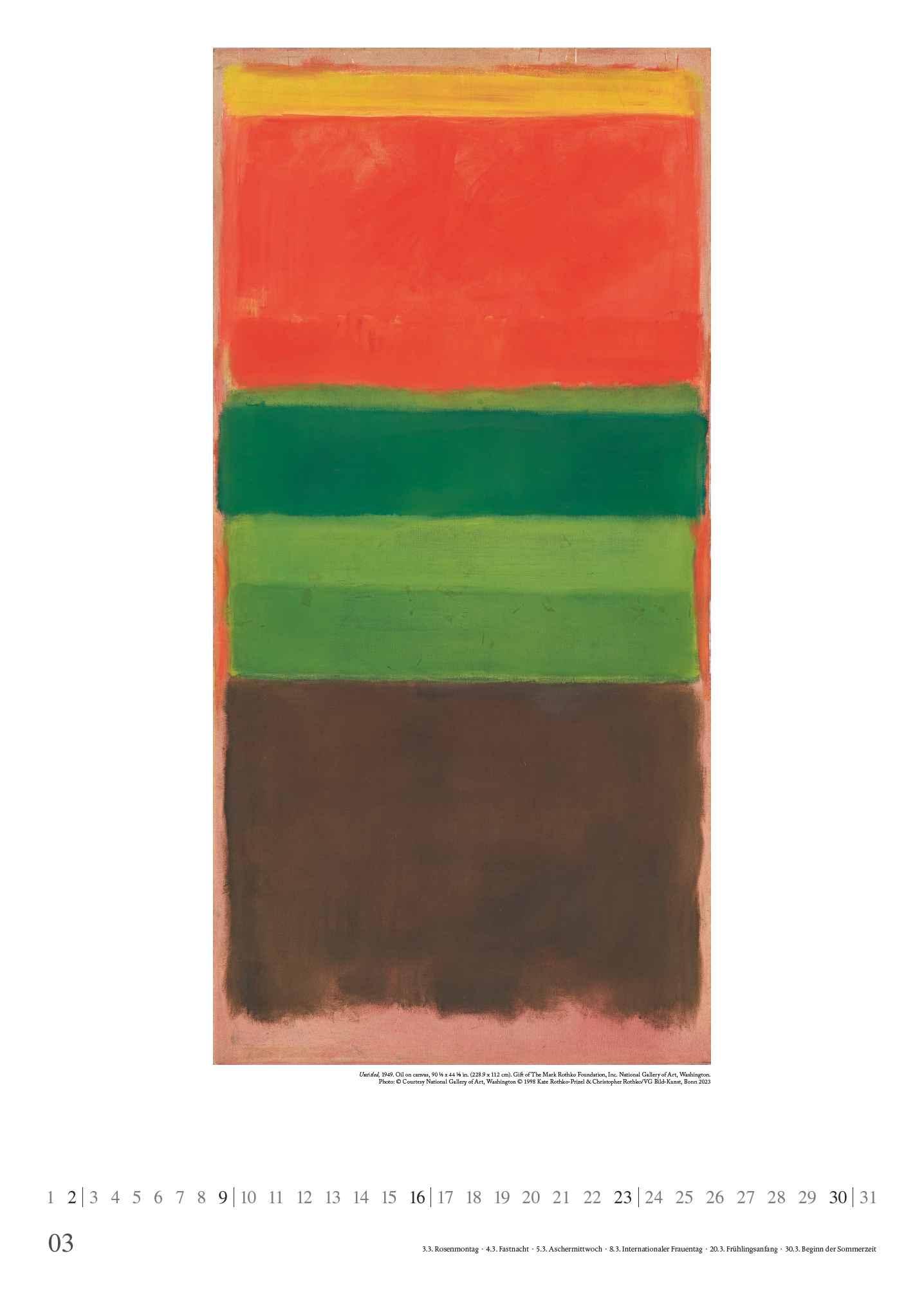Beispielinhalt (Bild) Mark Rothko 2025 - Kunst-Kalender - Poster-Kalender - 50x70