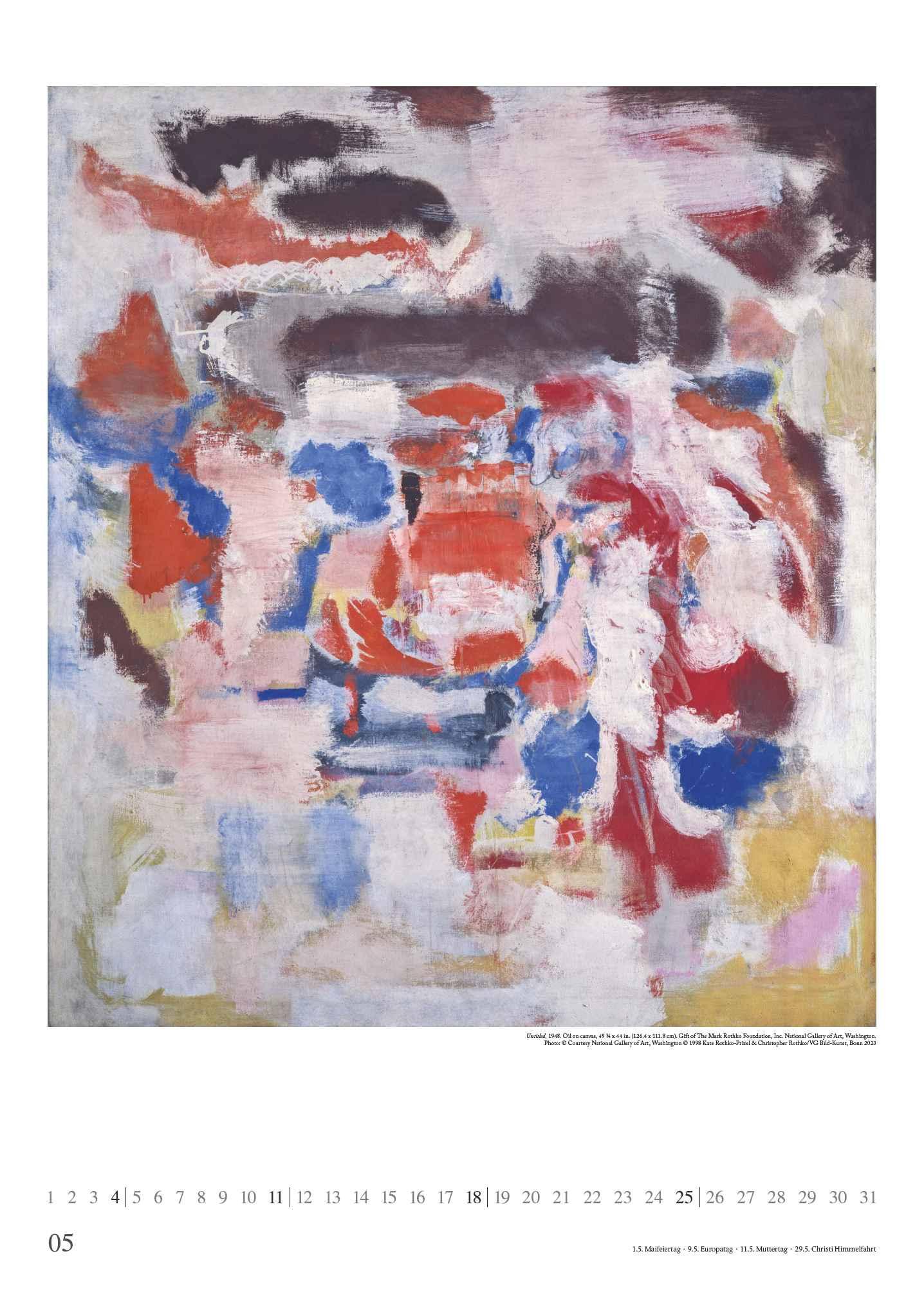 Beispielinhalt (Bild) Mark Rothko 2025 - Kunst-Kalender - Poster-Kalender - 50x70