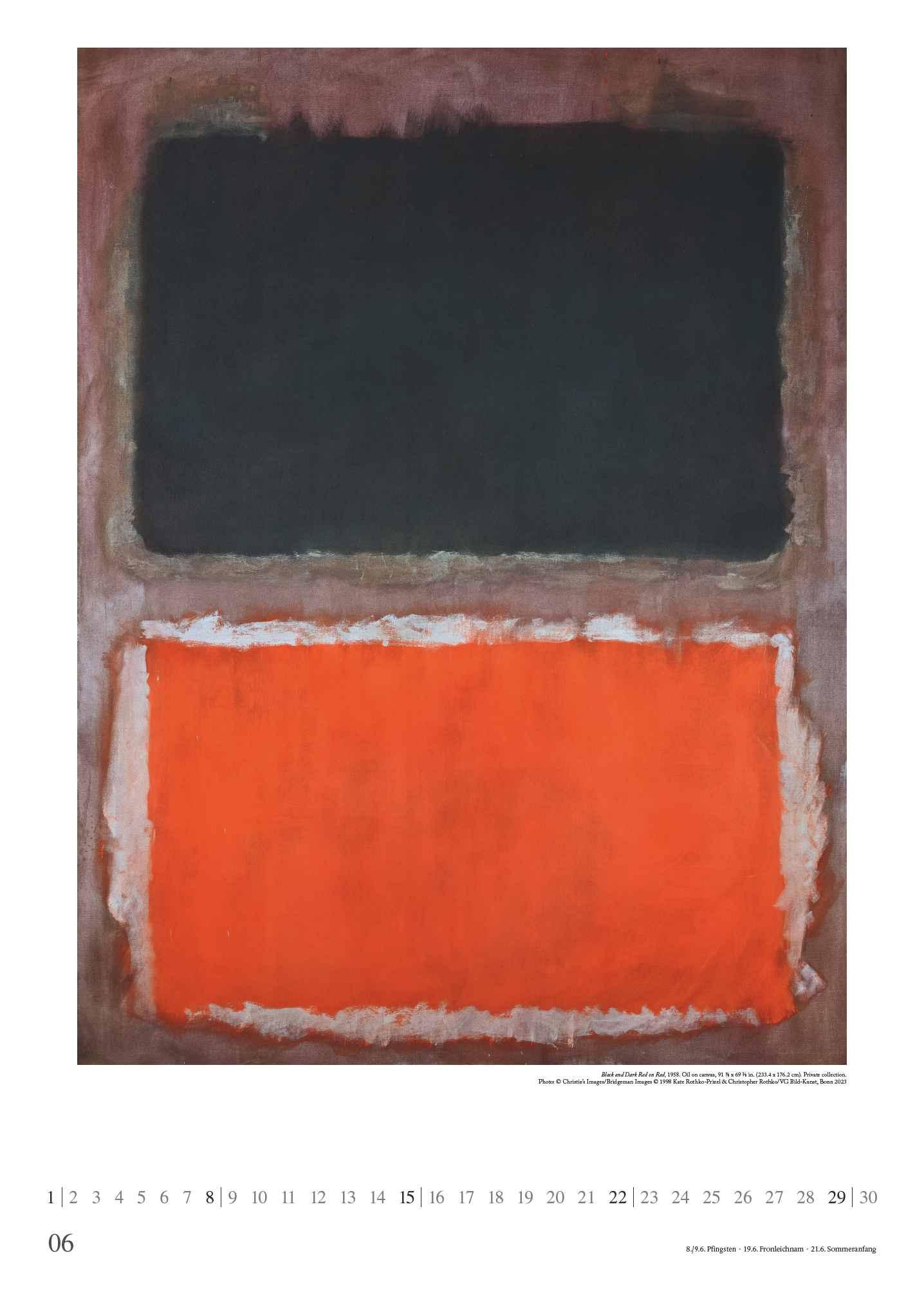 Beispielinhalt (Bild) Mark Rothko 2025 - Kunst-Kalender - Poster-Kalender - 50x70