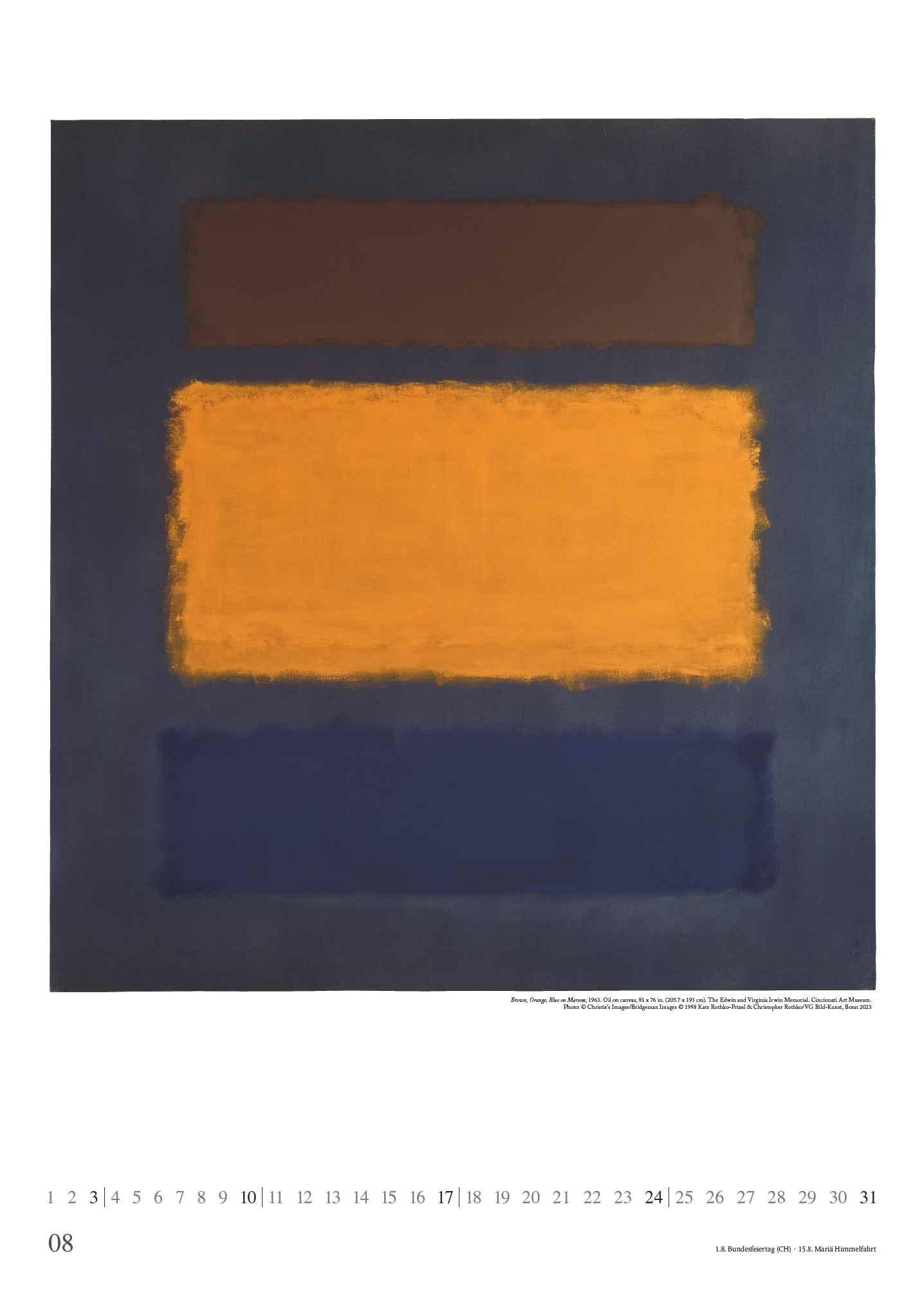 Beispielinhalt (Bild) Mark Rothko 2025 - Kunst-Kalender - Poster-Kalender - 50x70