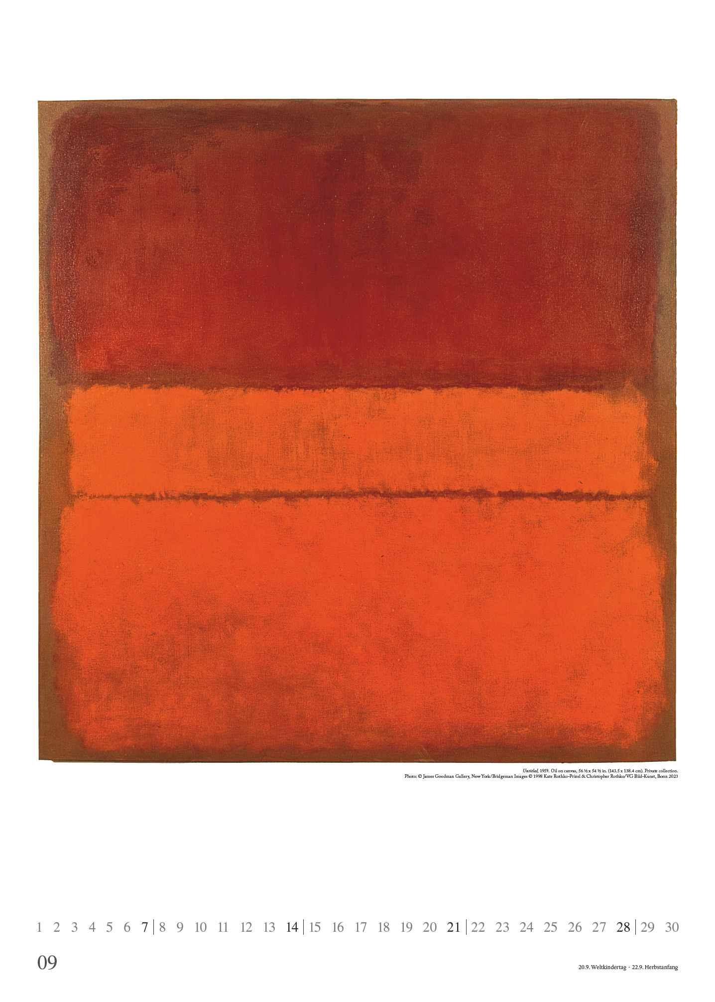 Beispielinhalt (Bild) Mark Rothko 2025 - Kunst-Kalender - Poster-Kalender - 50x70