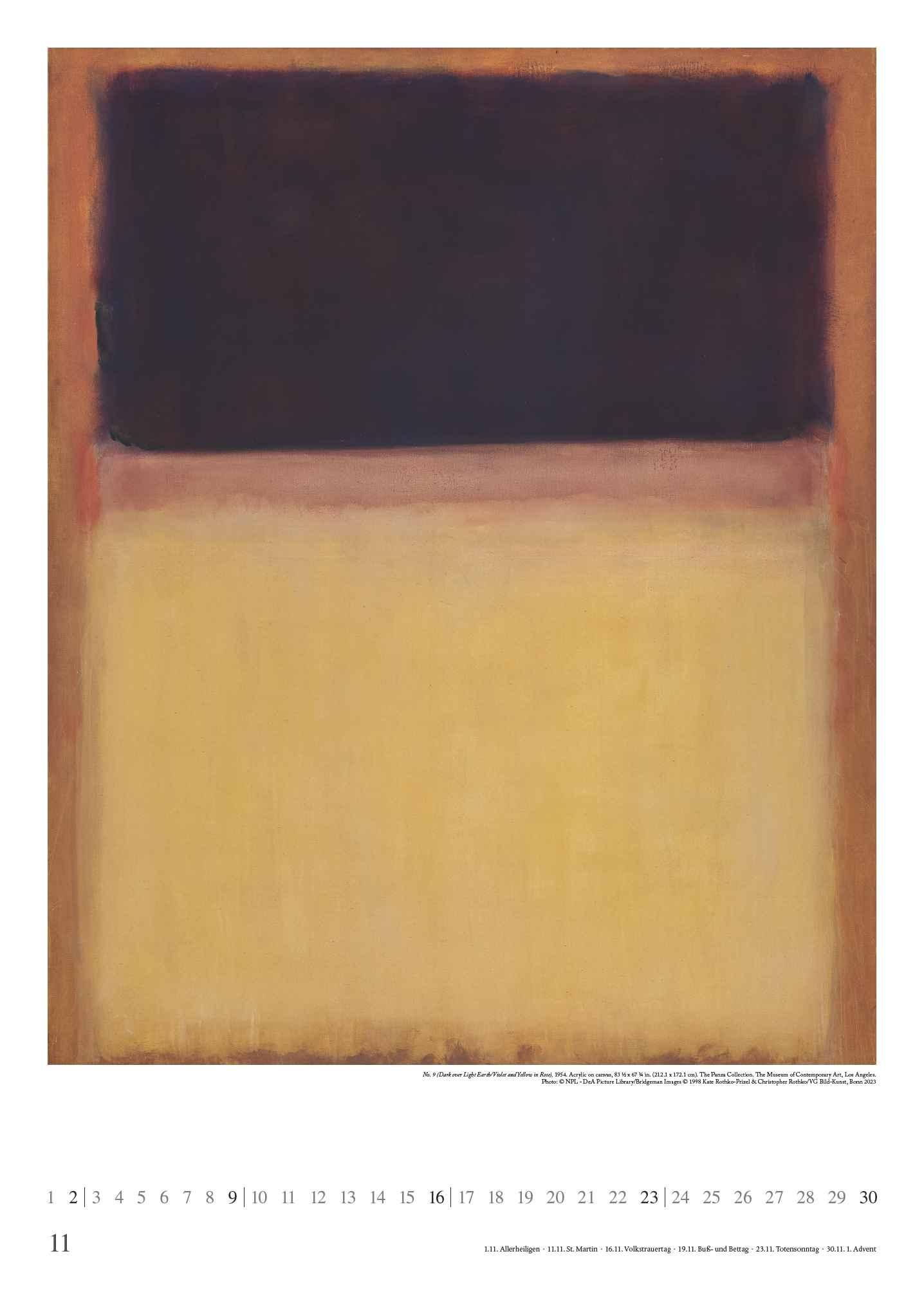 Beispielinhalt (Bild) Mark Rothko 2025 - Kunst-Kalender - Poster-Kalender - 50x70