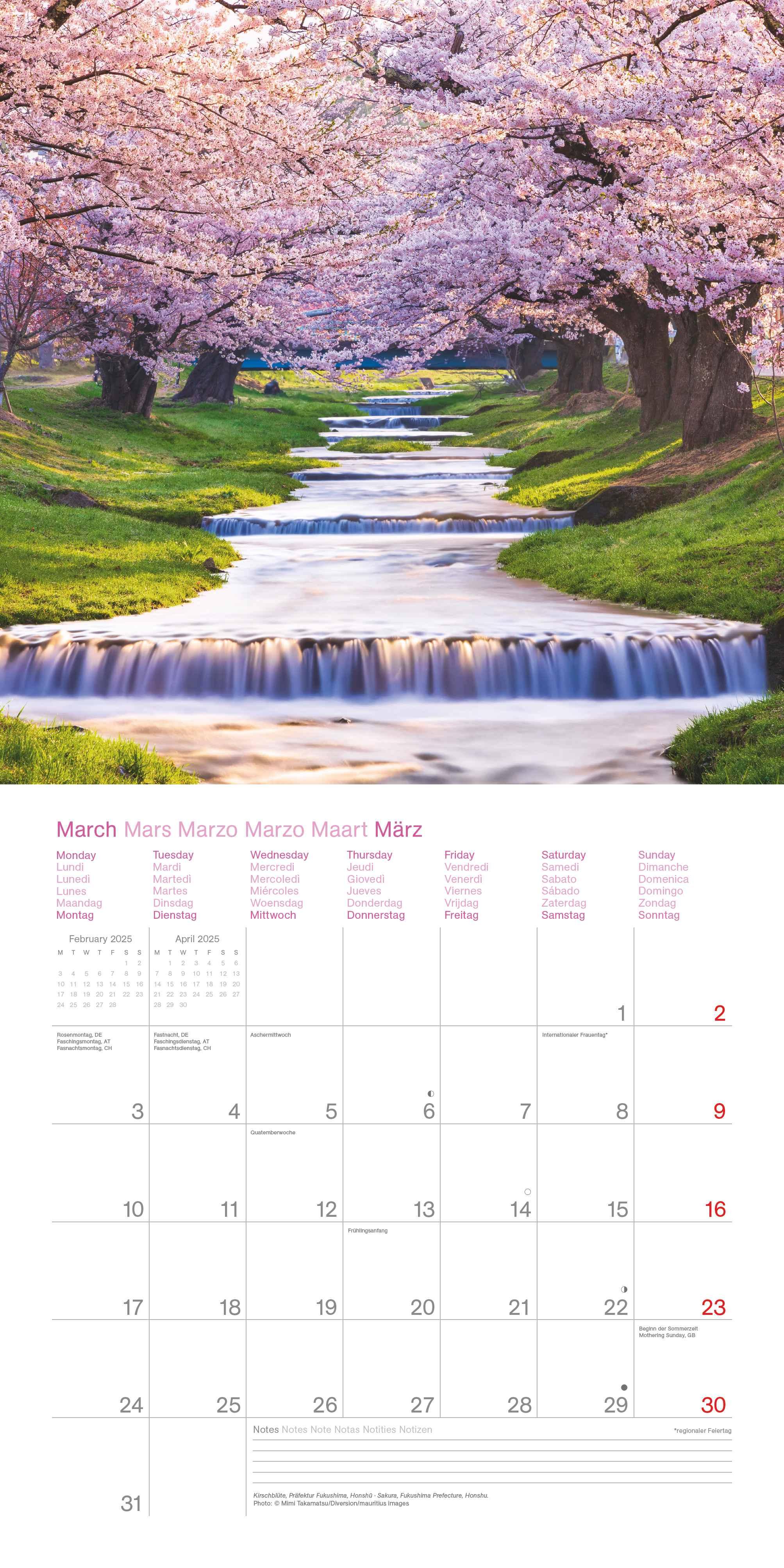 Beispielinhalt (Bild) Japan 2025 - Wand-Kalender - Broschüren-Kalender - 30x30 - 30x60 geöffnet - Reise-Kalender