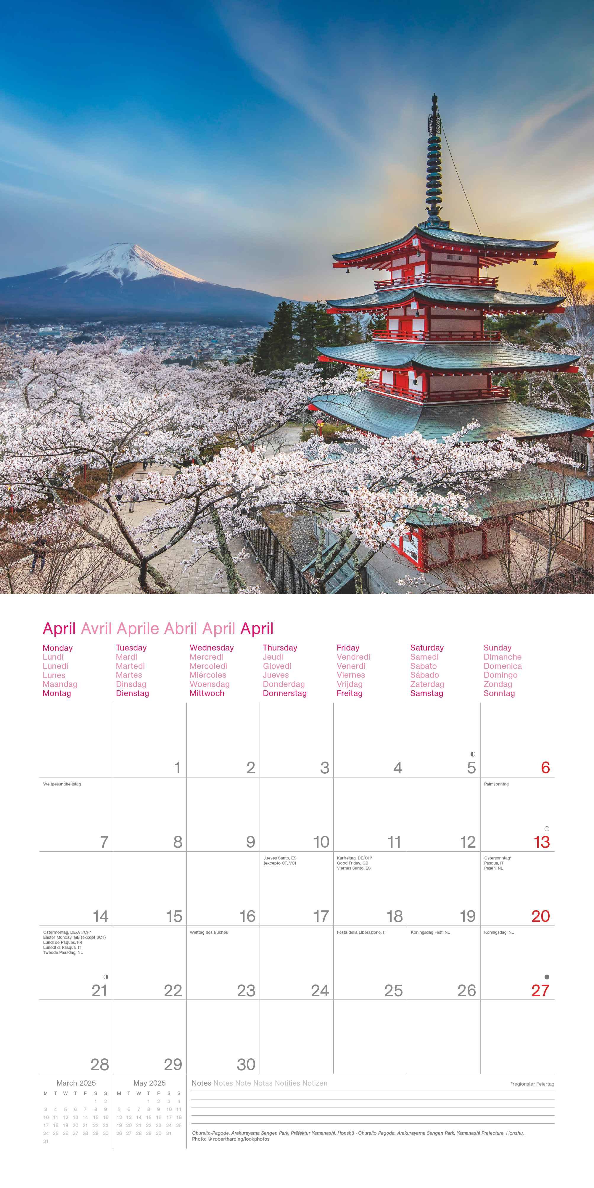 Beispielinhalt (Bild) Japan 2025 - Wand-Kalender - Broschüren-Kalender - 30x30 - 30x60 geöffnet - Reise-Kalender