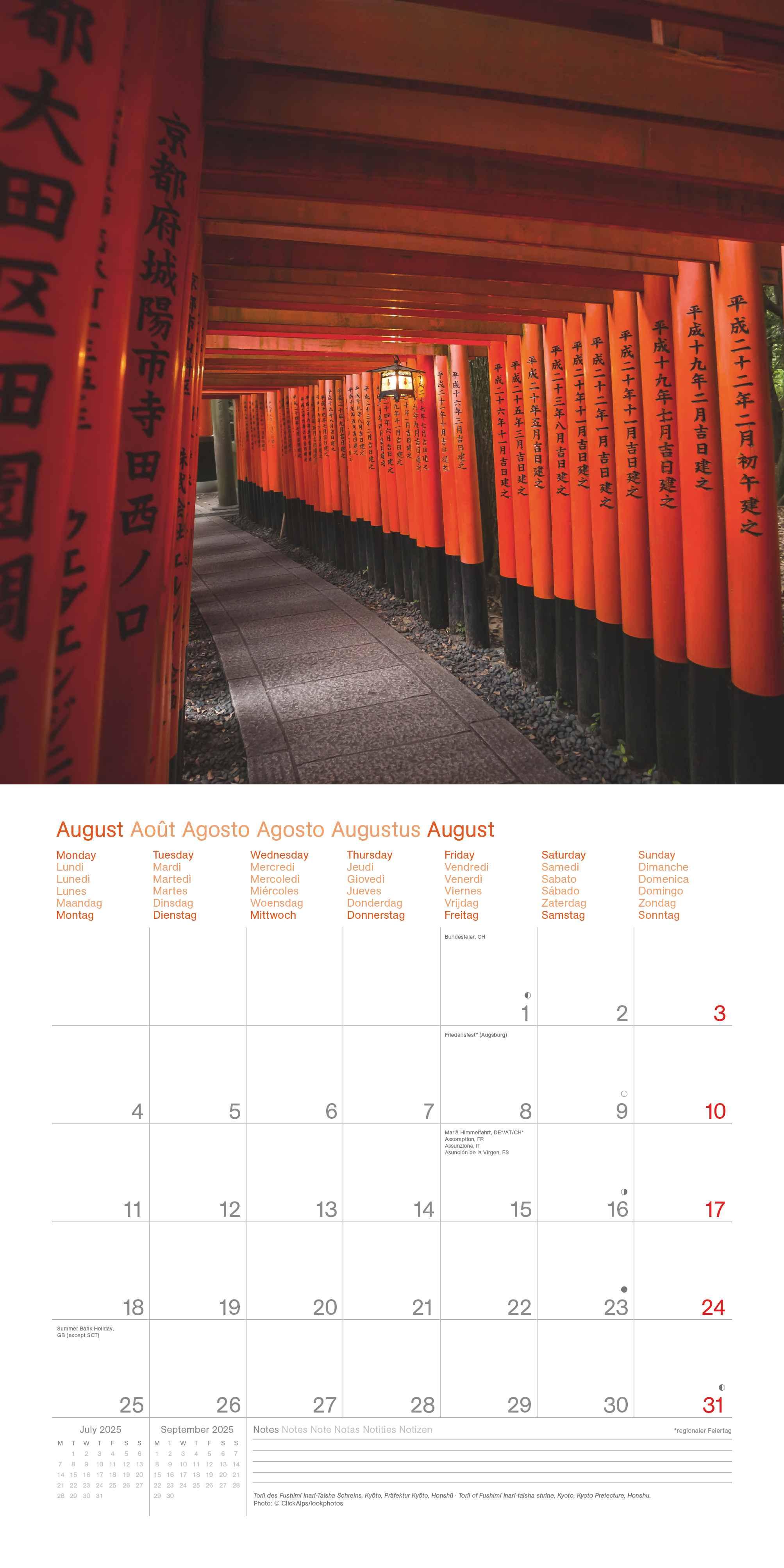 Beispielinhalt (Bild) Japan 2025 - Wand-Kalender - Broschüren-Kalender - 30x30 - 30x60 geöffnet - Reise-Kalender