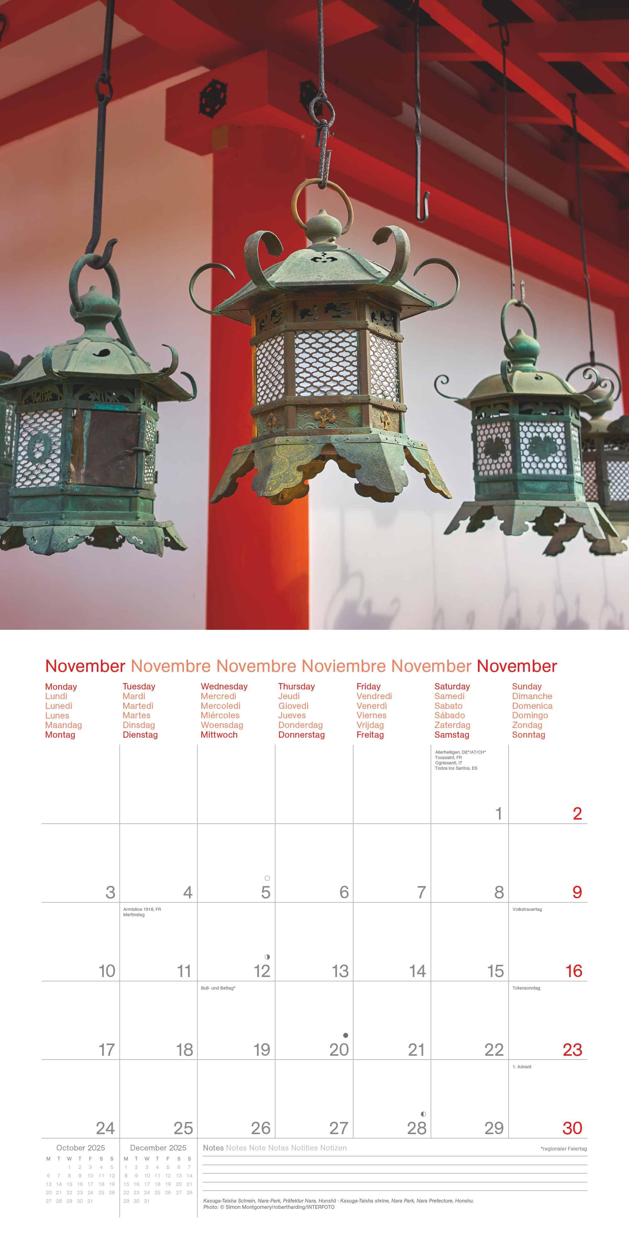 Beispielinhalt (Bild) Japan 2025 - Wand-Kalender - Broschüren-Kalender - 30x30 - 30x60 geöffnet - Reise-Kalender