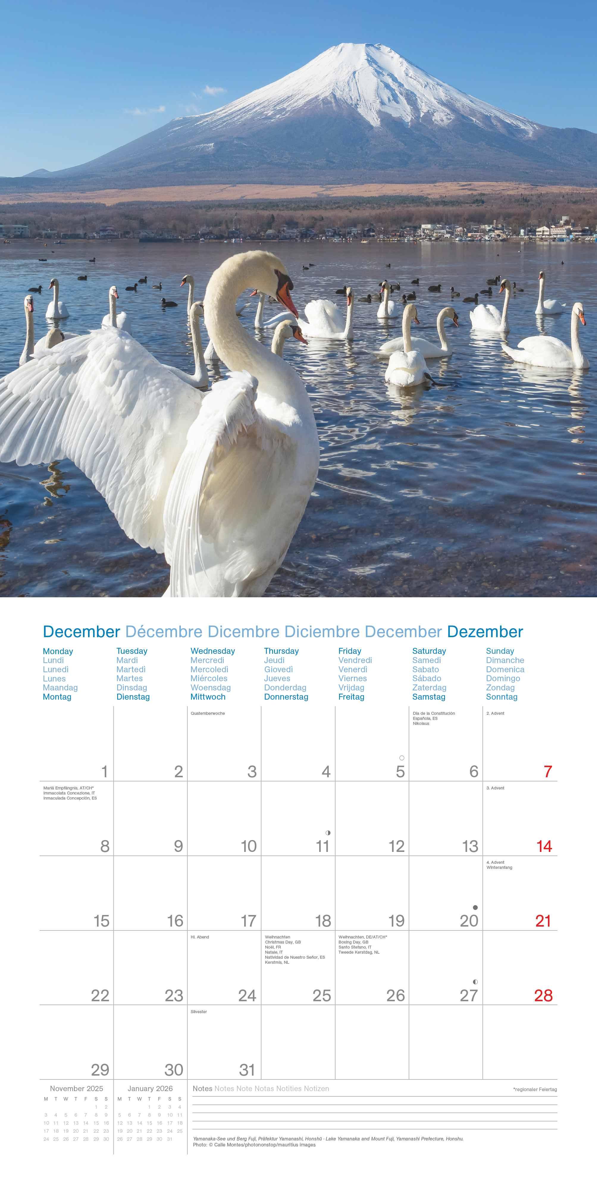 Beispielinhalt (Bild) Japan 2025 - Wand-Kalender - Broschüren-Kalender - 30x30 - 30x60 geöffnet - Reise-Kalender