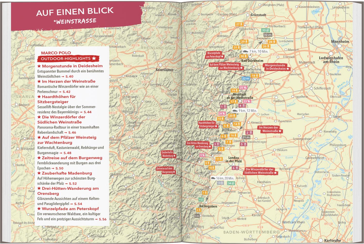 Beispielinhalt (Bild) MARCO POLO OUTDOOR GUIDE Reiseführer Pfalz