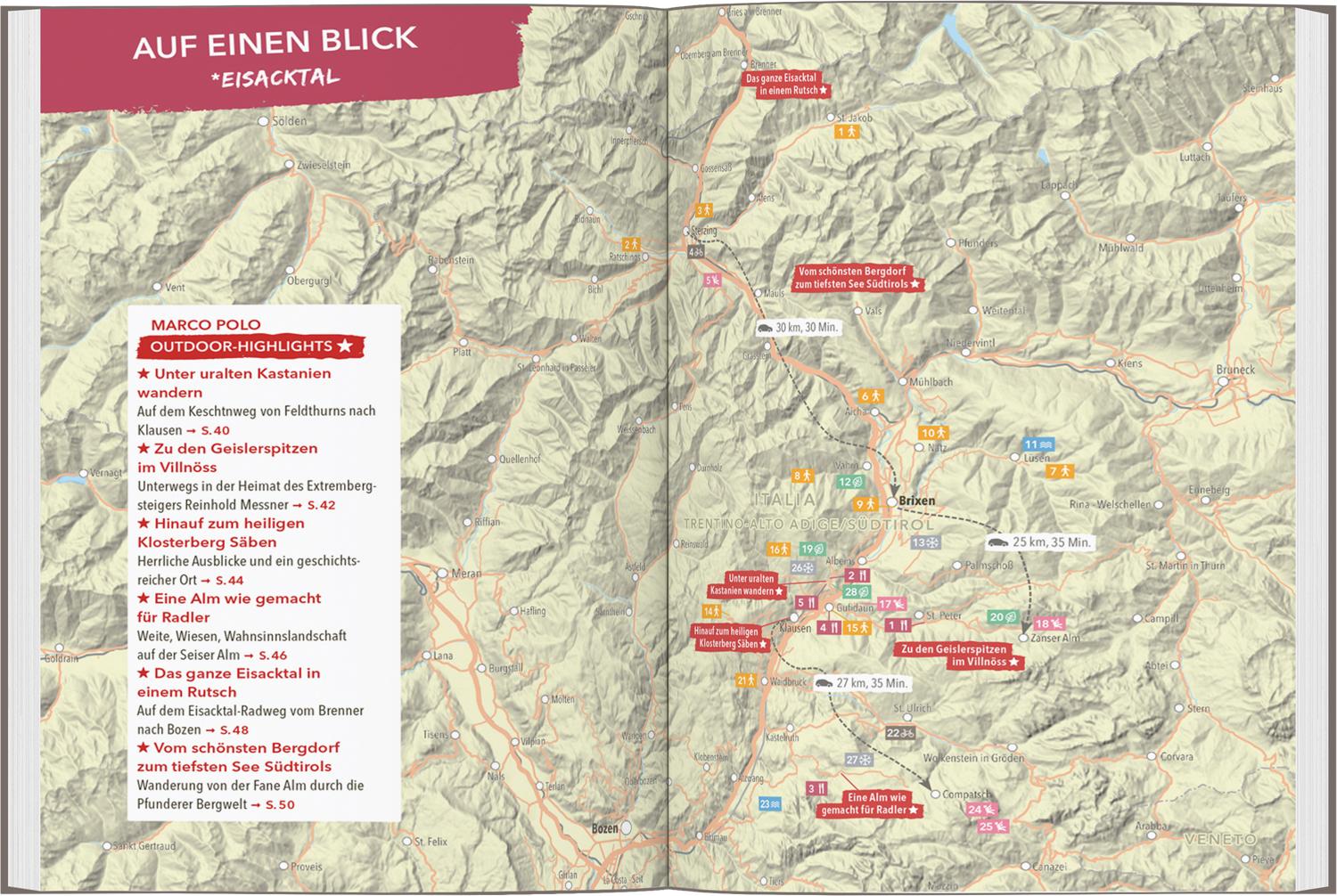 Beispielinhalt (Bild) MARCO POLO OUTDOOR GUIDE Reiseführer Südtirol