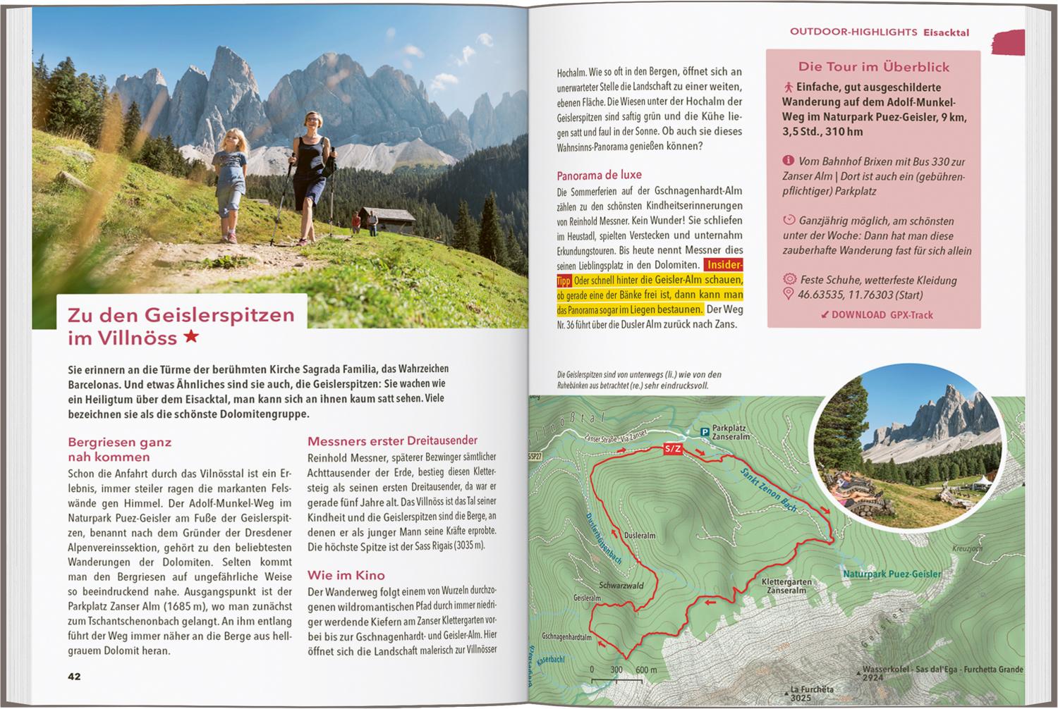 Beispielinhalt (Bild) MARCO POLO OUTDOOR GUIDE Reiseführer Südtirol