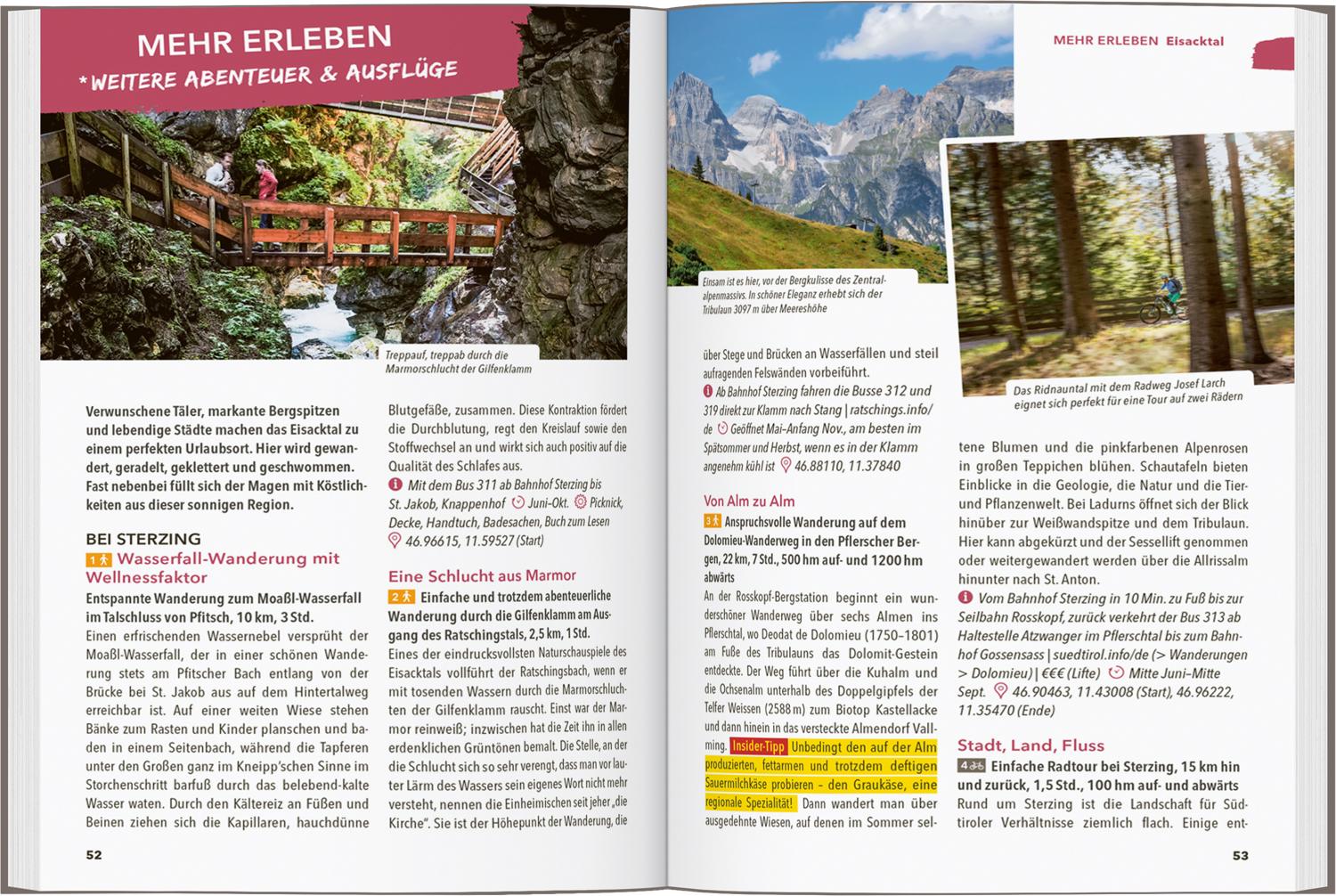 Beispielinhalt (Bild) MARCO POLO OUTDOOR GUIDE Reiseführer Südtirol