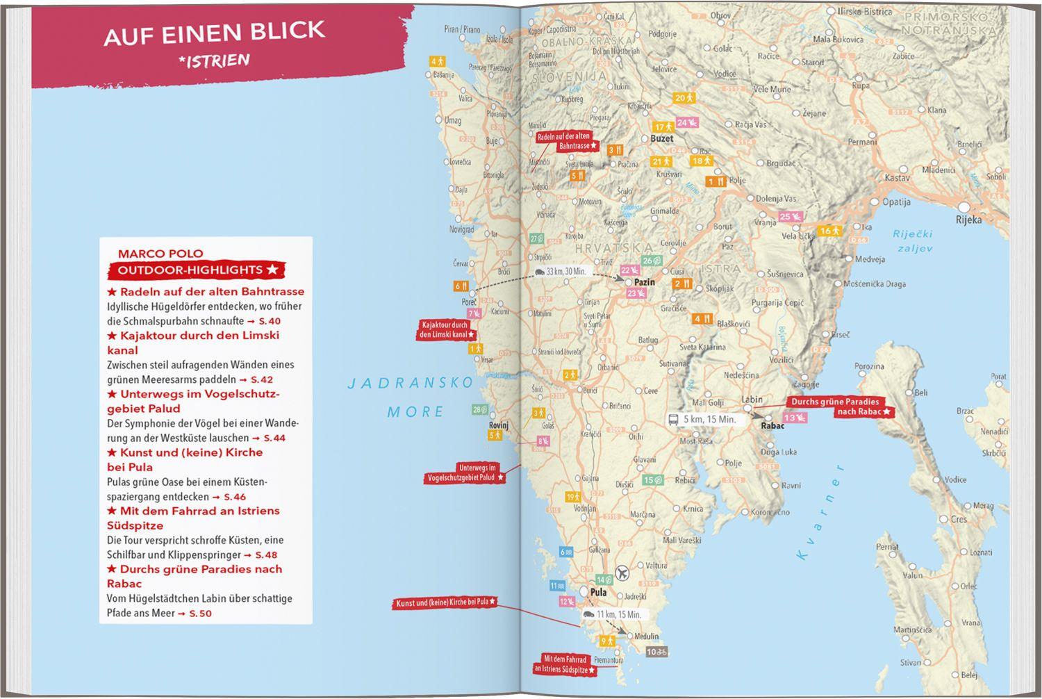 Beispielinhalt (Bild) MARCO POLO OUTDOOR GUIDE Reiseführer Kroatische Küste
