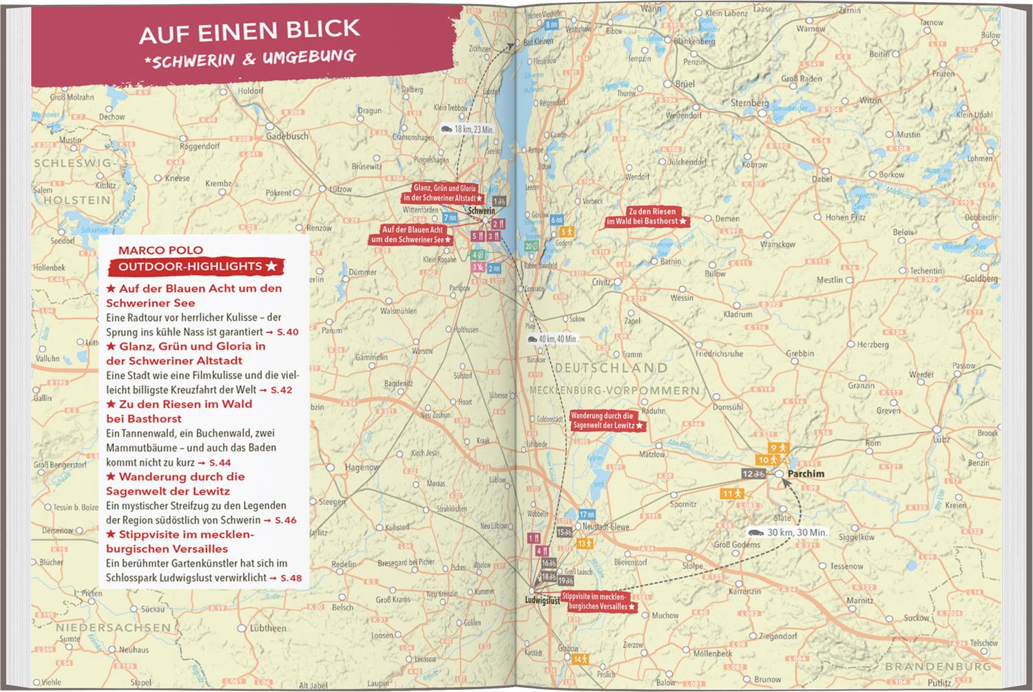 Beispielinhalt (Bild) MARCO POLO OUTDOOR GUIDE Reiseführer Mecklenburgische Seenplatte