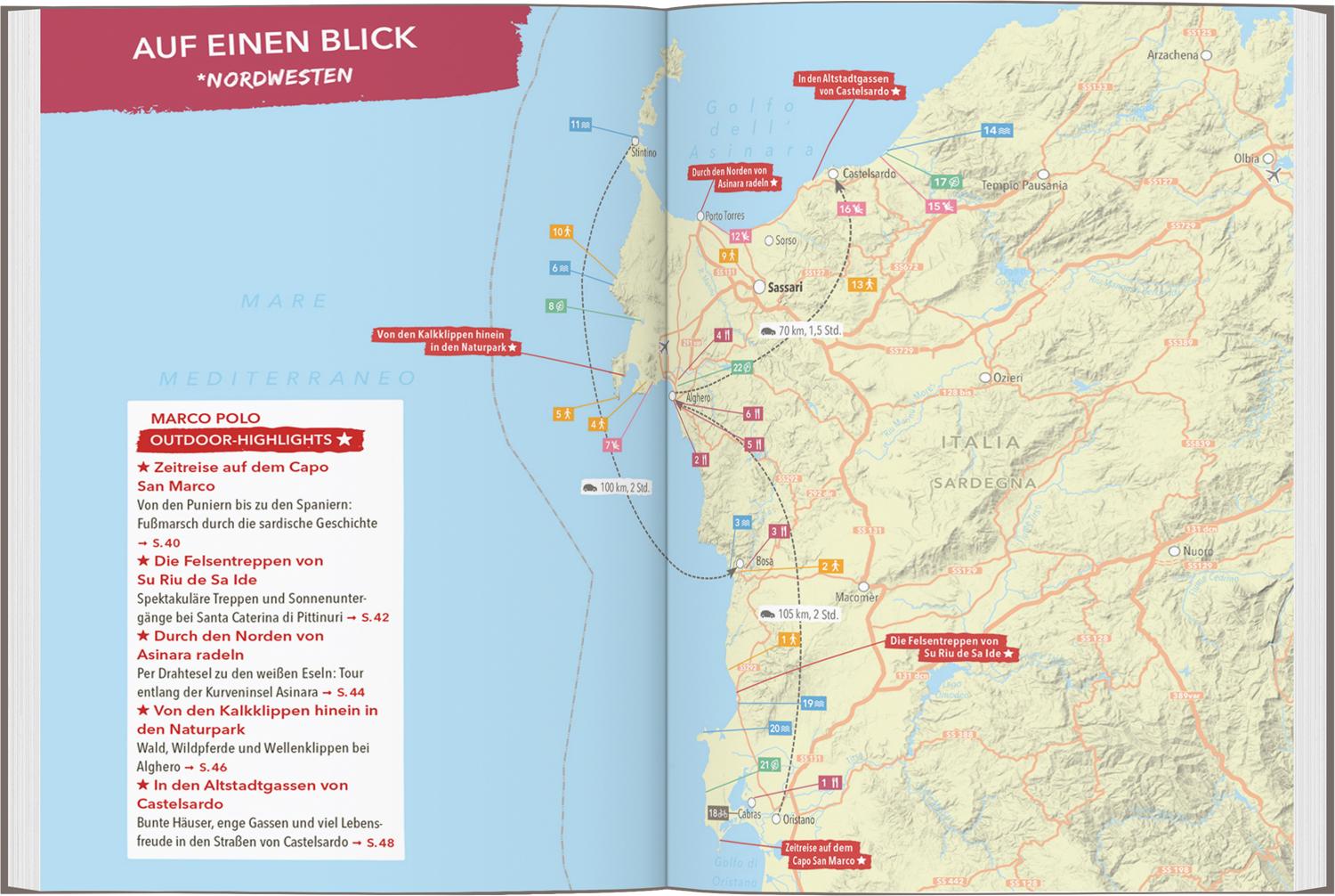 Beispielinhalt (Bild) MARCO POLO OUTDOOR GUIDE Reiseführer Sardinien