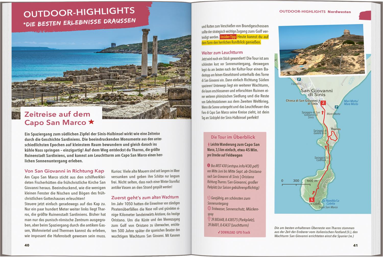 Beispielinhalt (Bild) MARCO POLO OUTDOOR GUIDE Reiseführer Sardinien