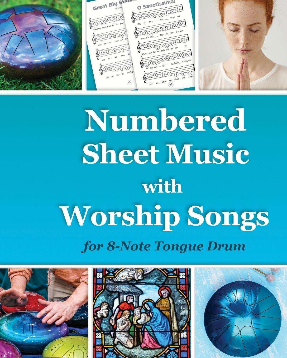 Vorderes Coverbild Numbered Sheet Music with Worship Songs for 8-Note Tongue Drum