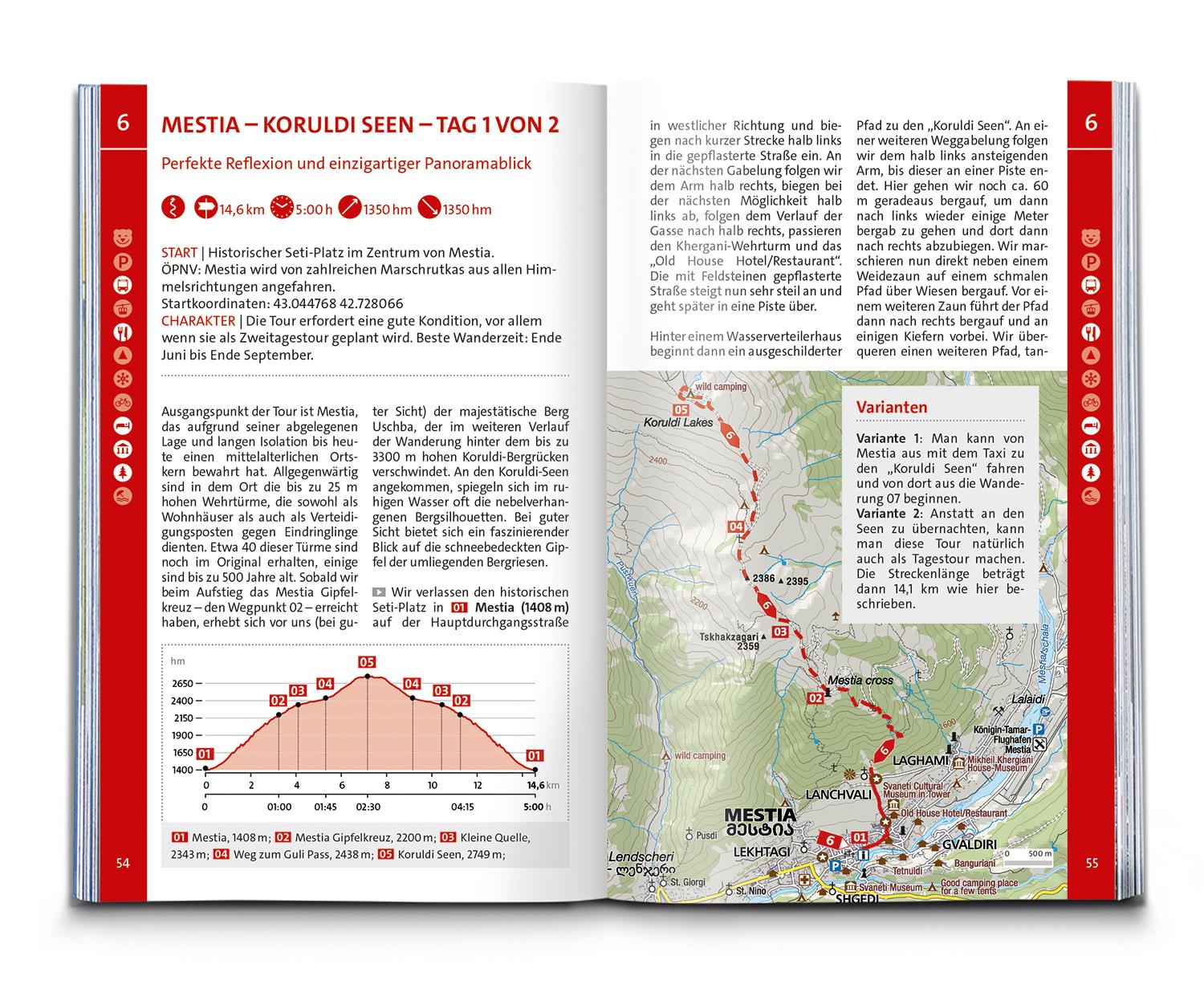 Beispielinhalt (Bild) KOMPASS Wanderführer Georgien, Kaukasus, 50 Touren mit Extra-Tourenkarte