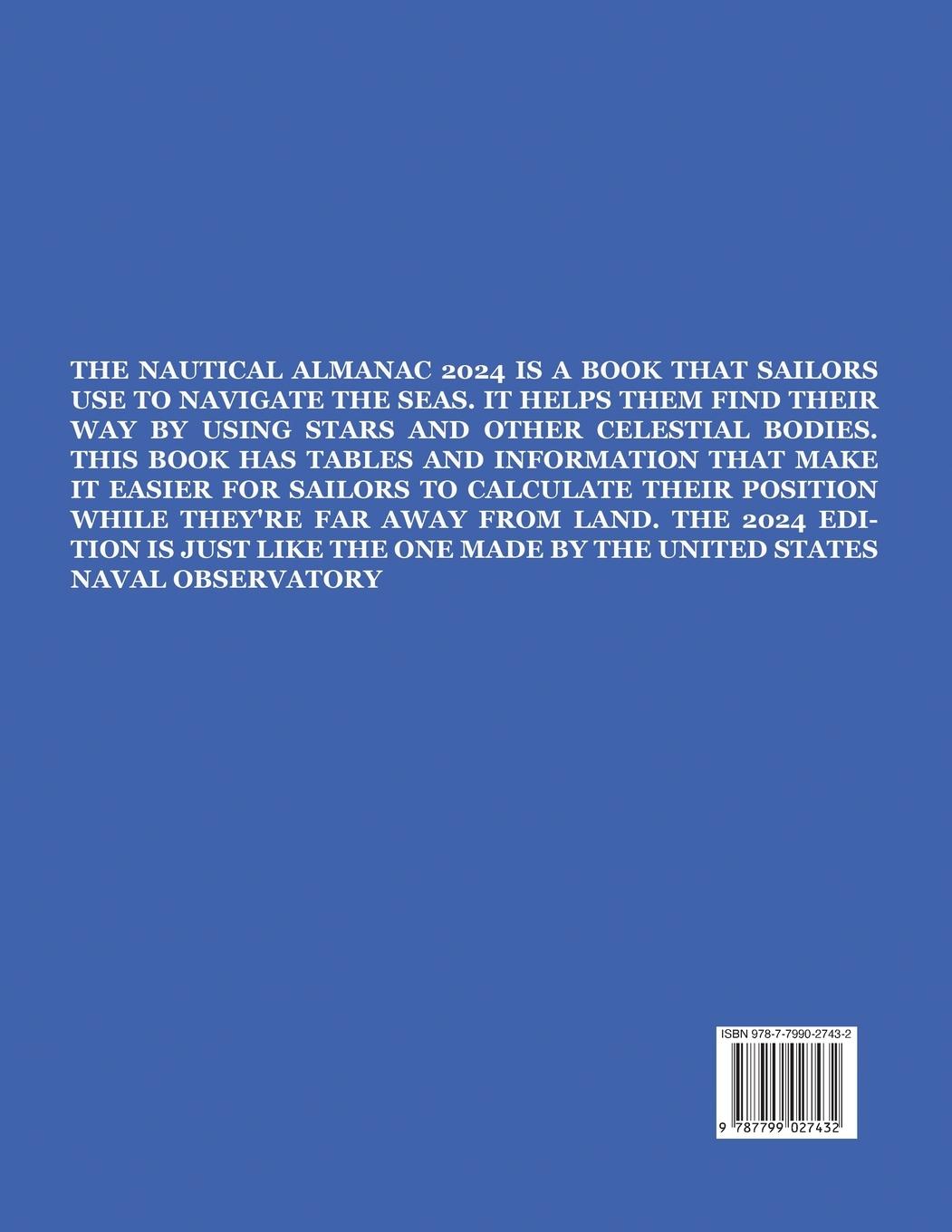 Rückseitencover Nautical Almanac 2024 (Nautical Almanac For the Year)