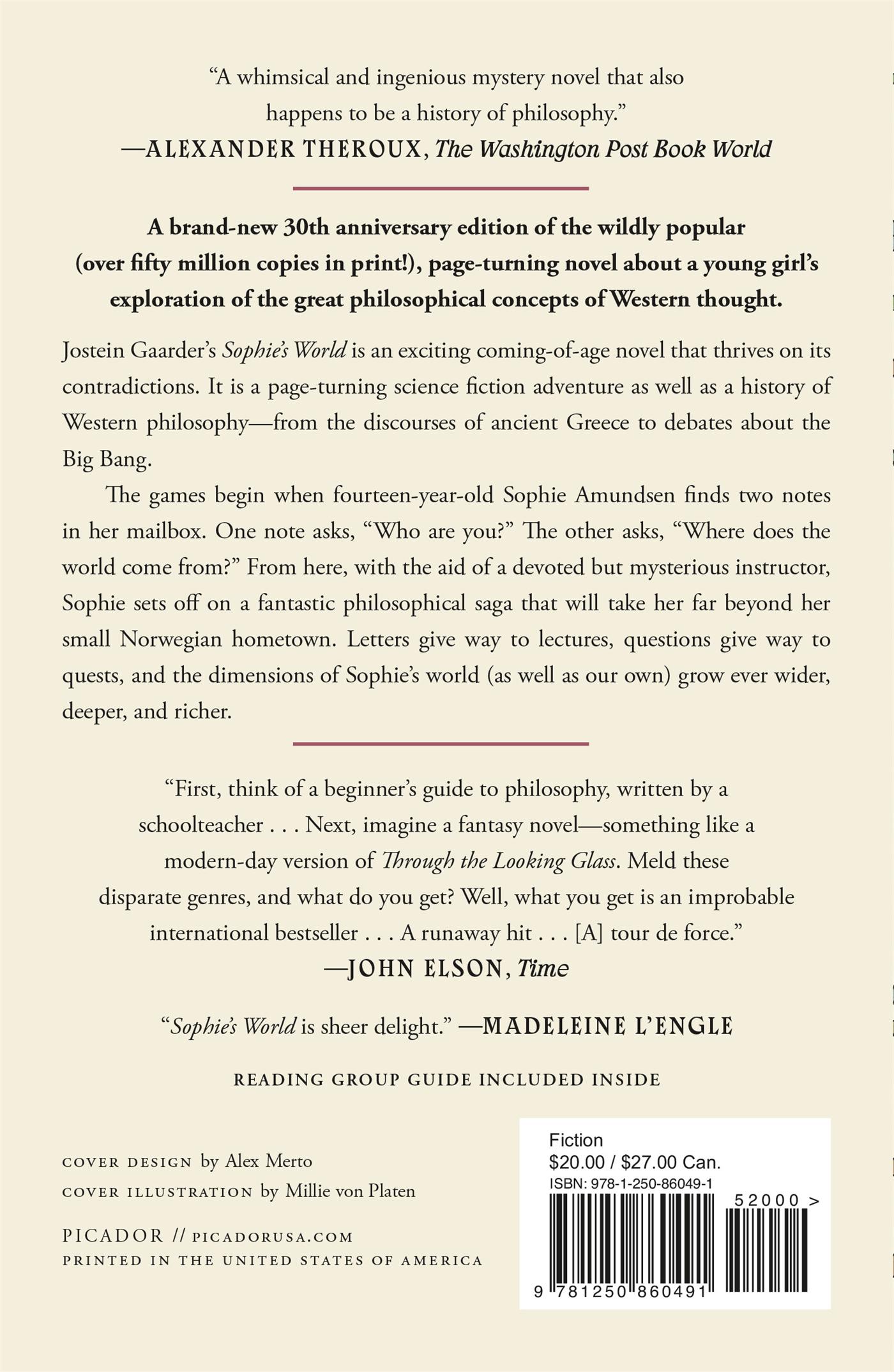 Rückseitencover Sophie's World