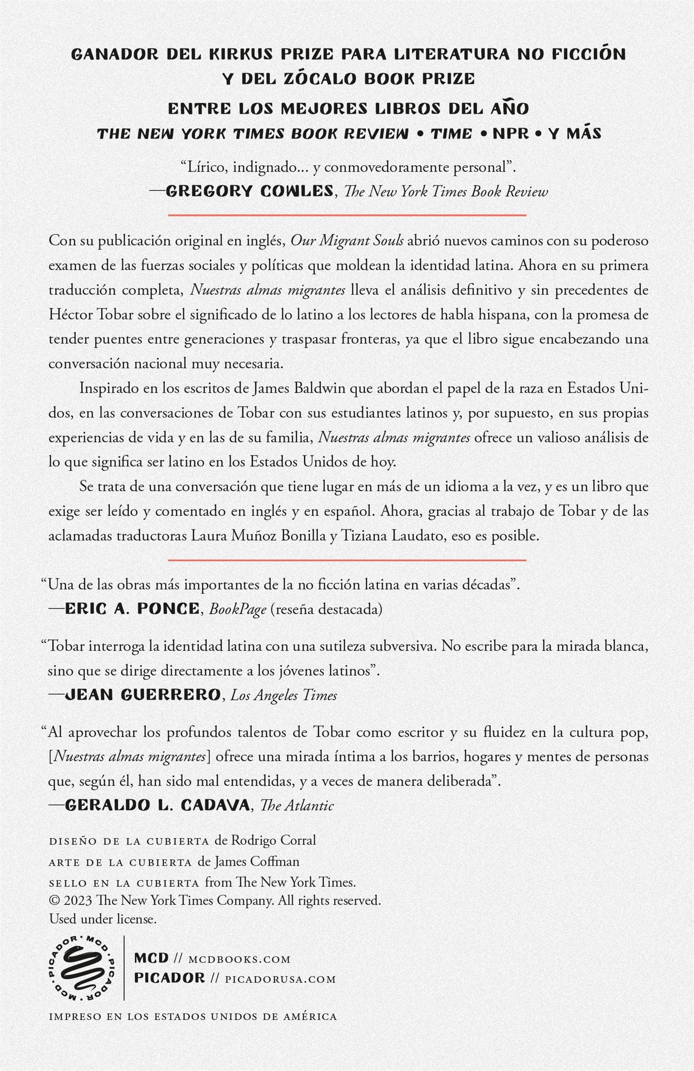 Rückseitencover Nuestras almas migrantes (Our Migrant Souls - Spanish Edition)