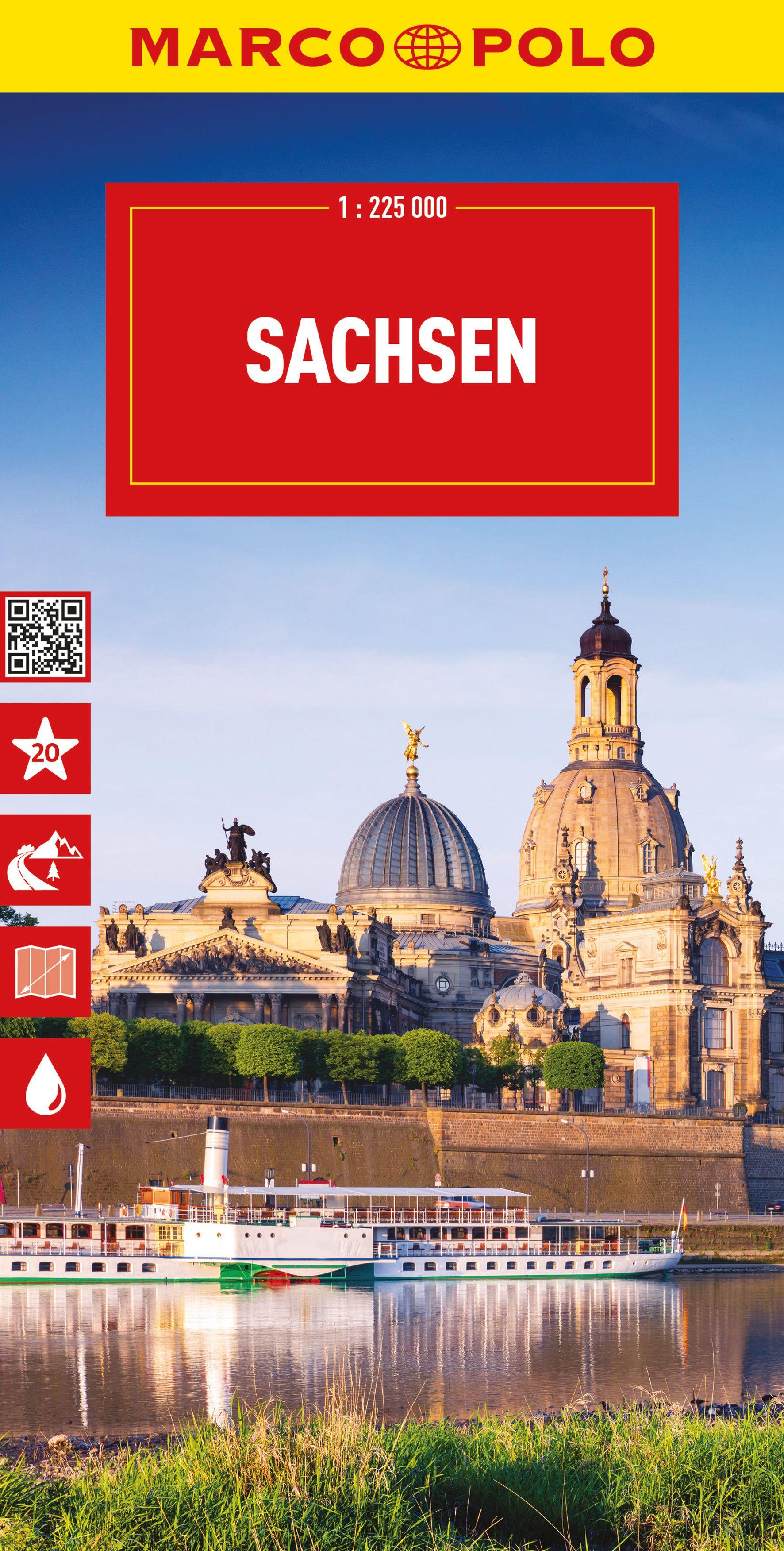 Vorderes Coverbild MARCO POLO Reisekarte Deutschland 09 Sachsen 1:225.000