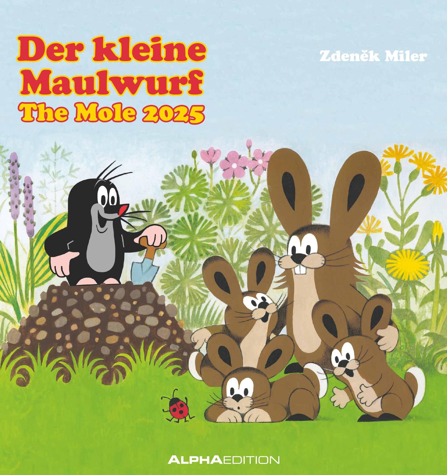 Vorderes Coverbild Der kleine Maulwurf 2025 - Postkarten-Kalender - Kalender-mit-Postkarten - zum-raustrennen - 16x17