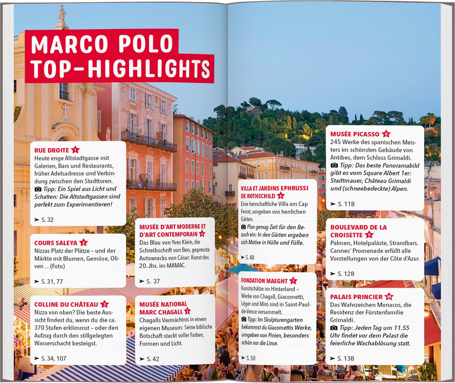 Beispielinhalt (Bild) MARCO POLO Reiseführer Nizza, Antibes, Cannes, Monaco