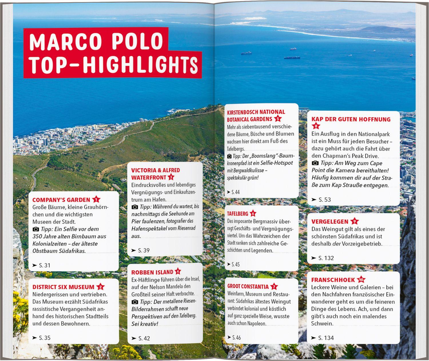 Beispielinhalt (Bild) MARCO POLO Reiseführer Kapstadt, Wine Lands, Garden Route